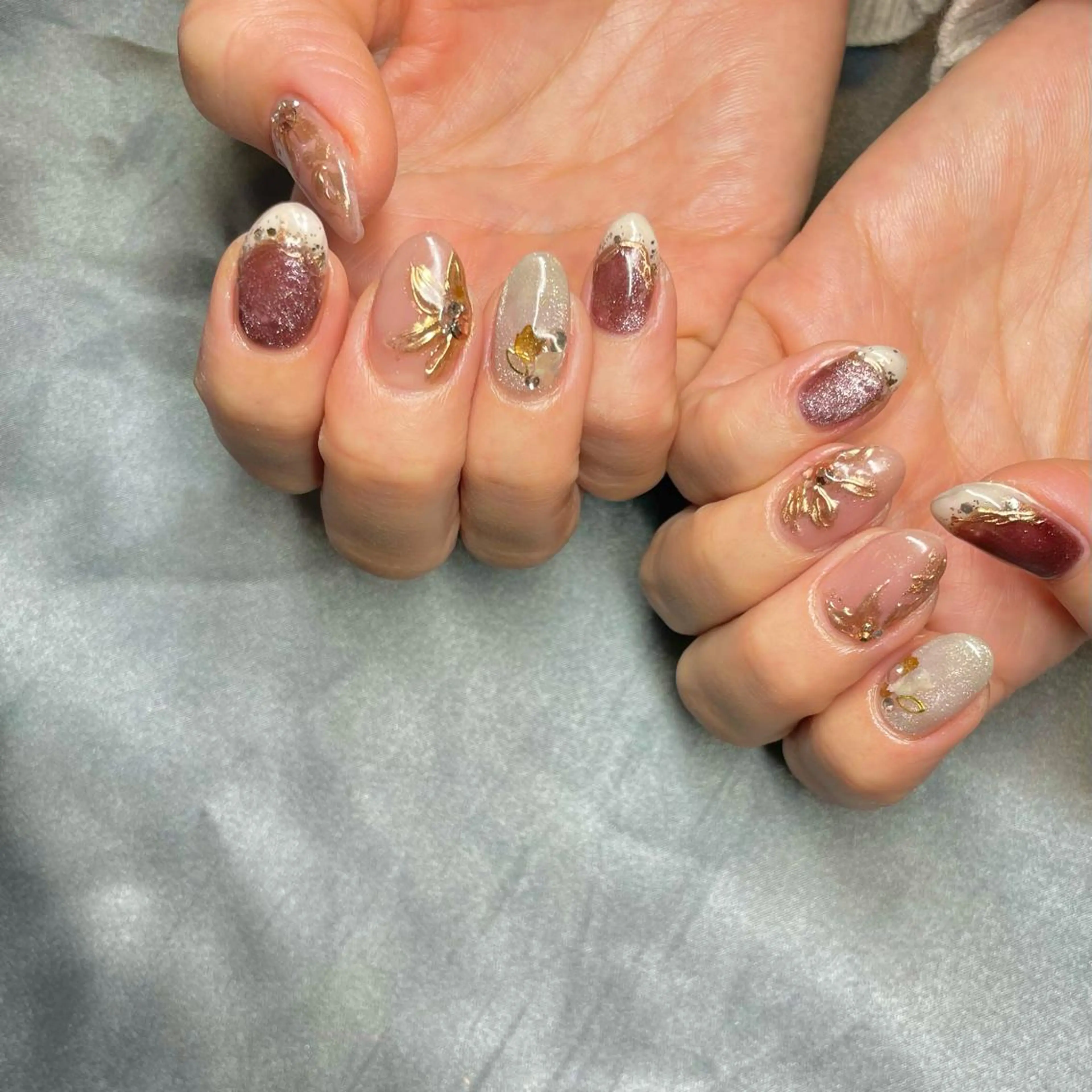 ミディアム カラー パーマ ヘアアレンジ メンズ キッズ ネイル マツエク・マツパ アイブロウ マグネットネイル ミラーネイル nail&eye Aoのマツエク・マツパデザイン
