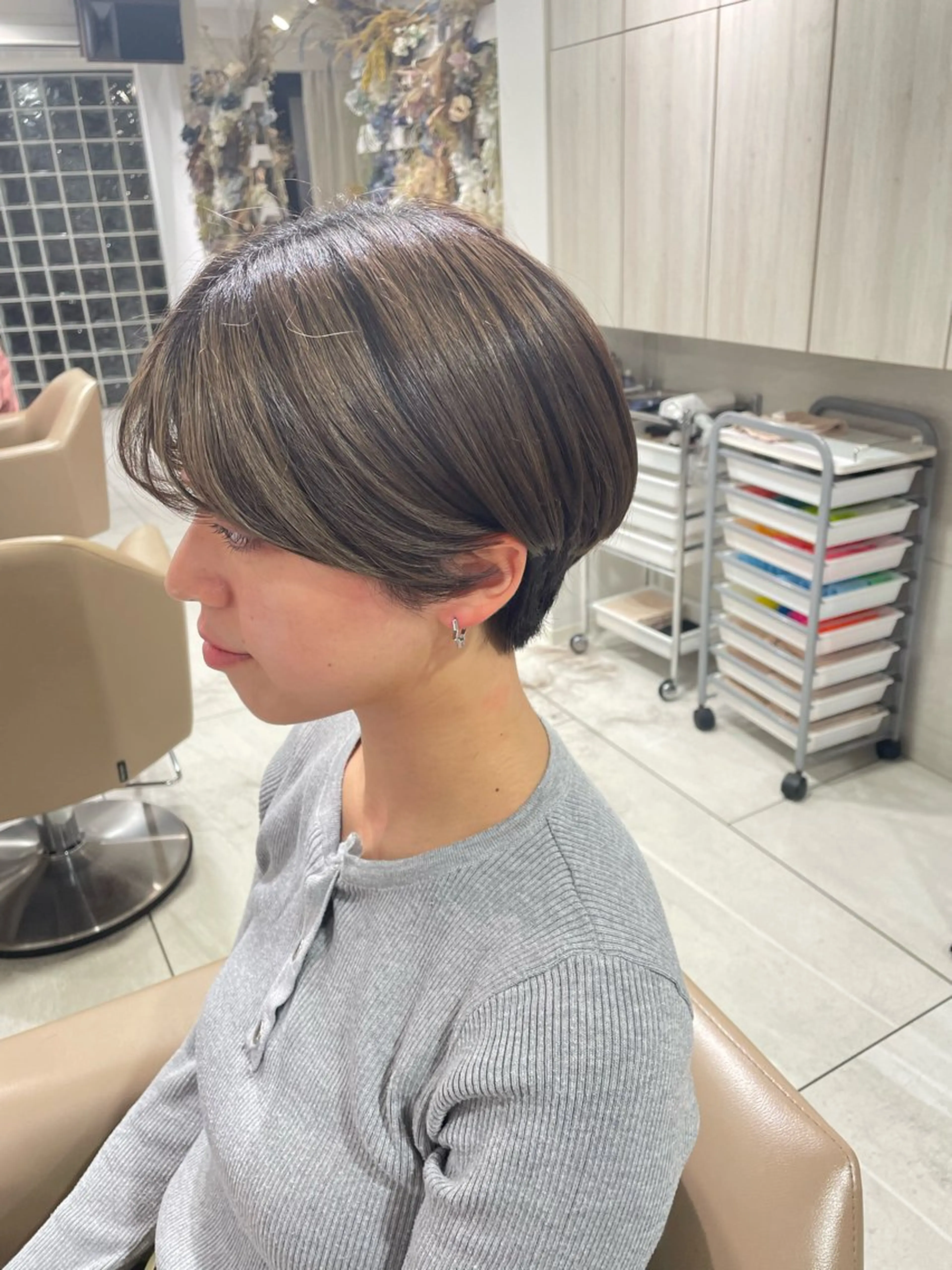 ショート Hair salon　Sui所属・コテ巻き風パーマ 暖色カラー/伊藤菜月のヘアスタイル