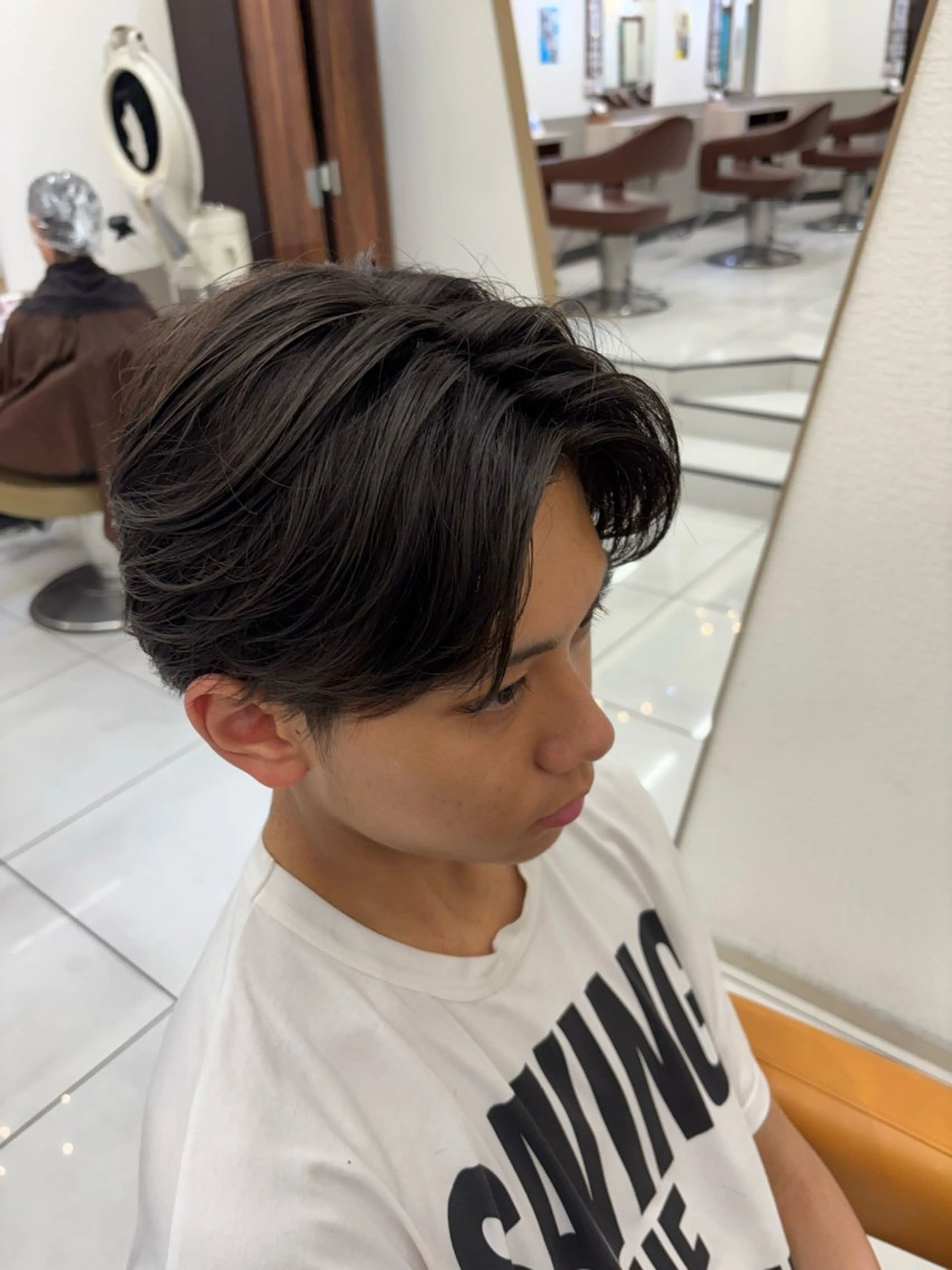 パーマ メンズ センターパート メンズパーマ ニュアンスパーマ カット パーマ 小手巻きパーマ/毛流 れパーマ/RYUTOのヘアスタイル