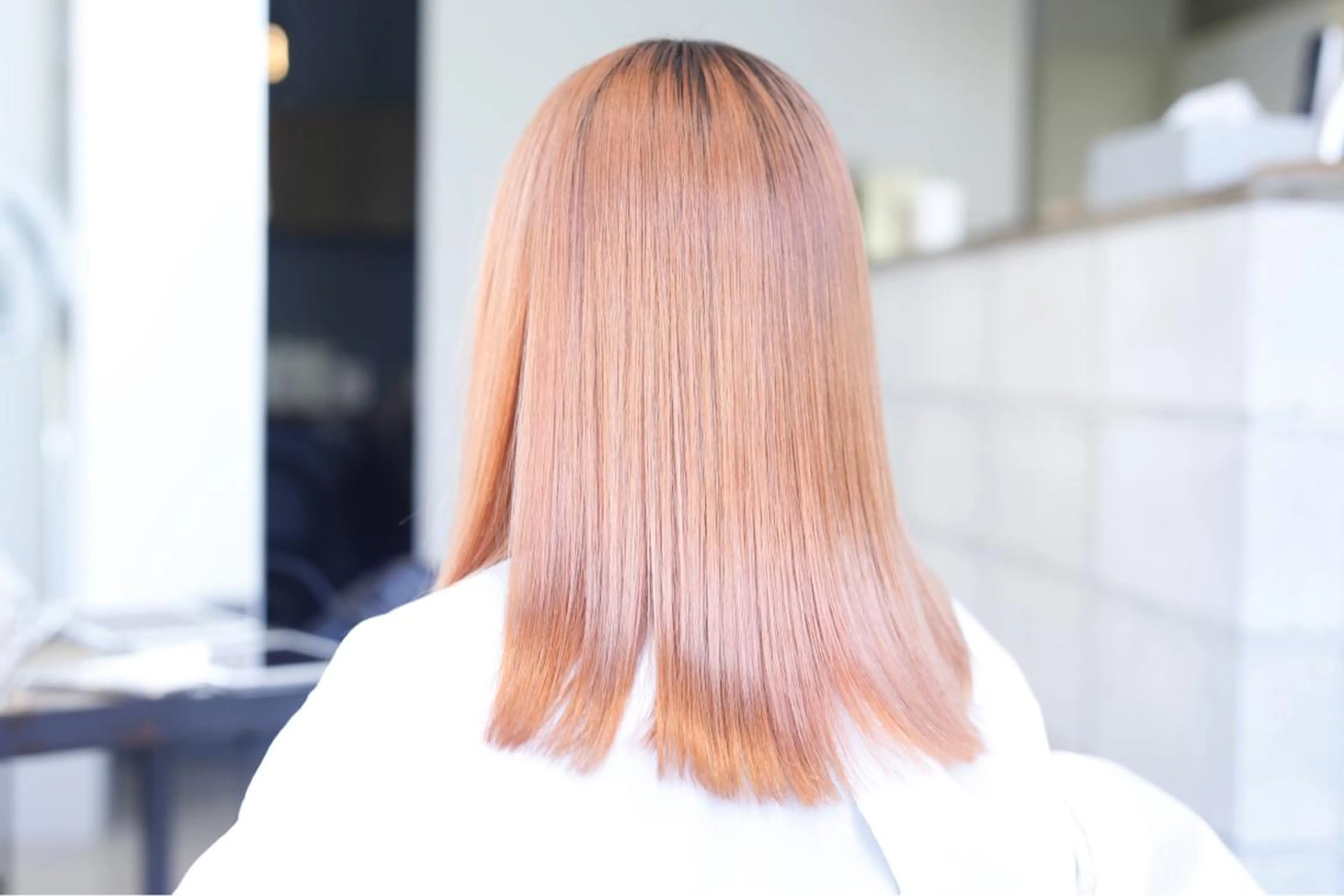 セミロング カラー オレンジ ill.所属・ill［イル］大須 ダブルカラー髪質改善のヘアスタイル