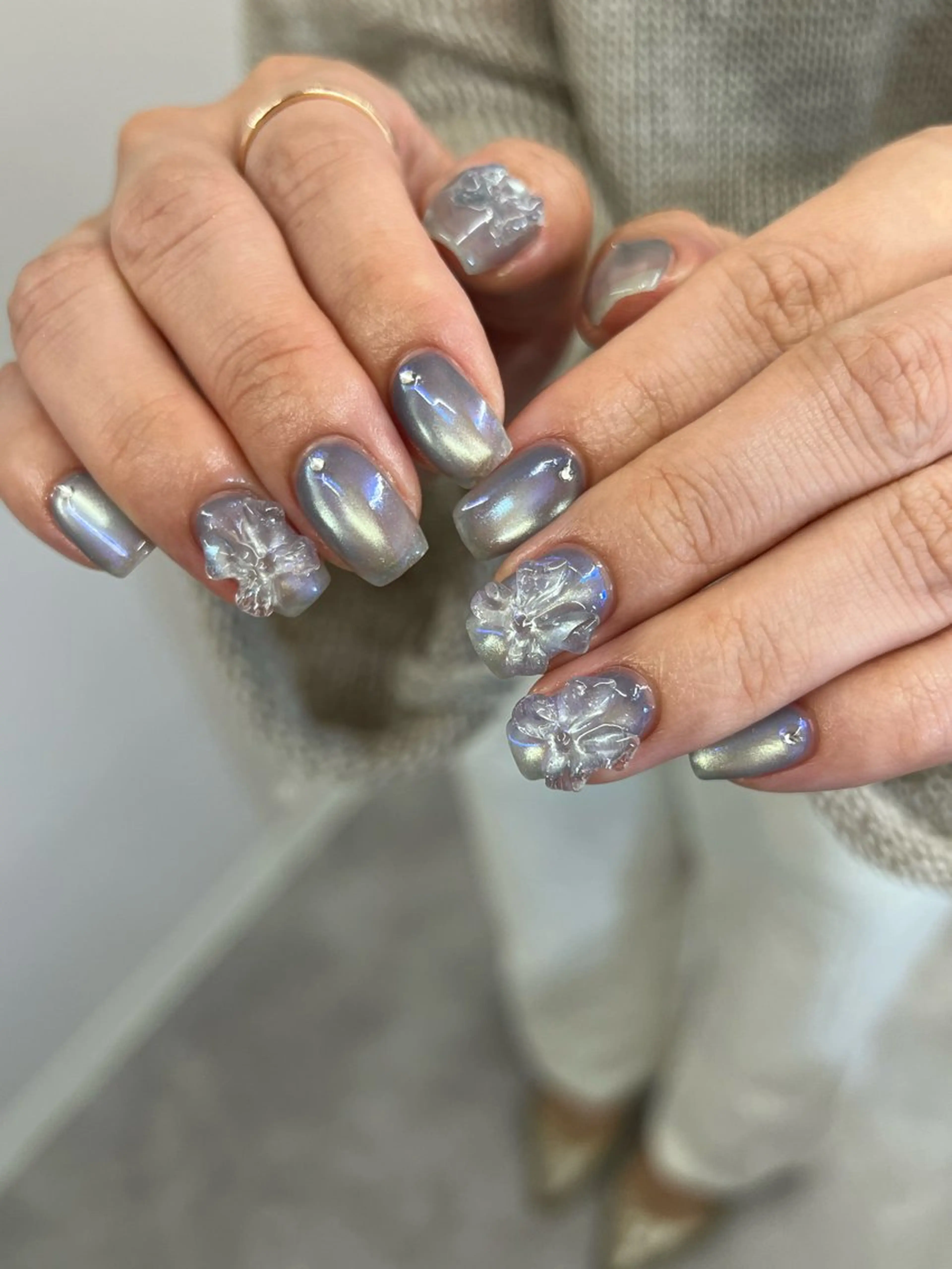 ネイル オーロラネイル ジェルネイル マグネットネイル ニュアンスネイル パラジェル ハンドネイル ハンドケア Bana_ Nailのネイルデザイン
