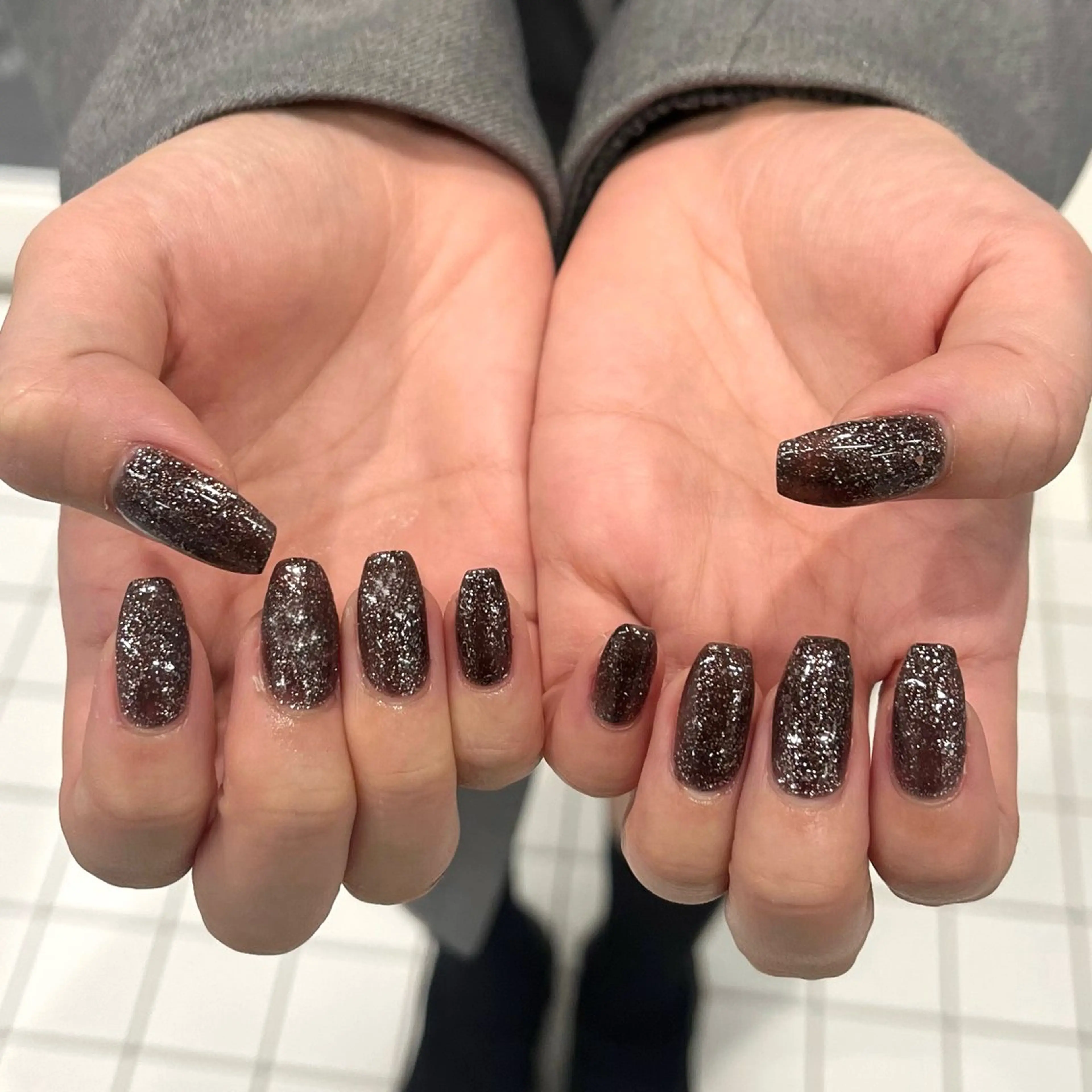 ネイル キラキラネイル ラメ(グリッター) ワンカラーネイル 冬ネイル ハンドネイル eight nail 春菜のネイルデザイン
