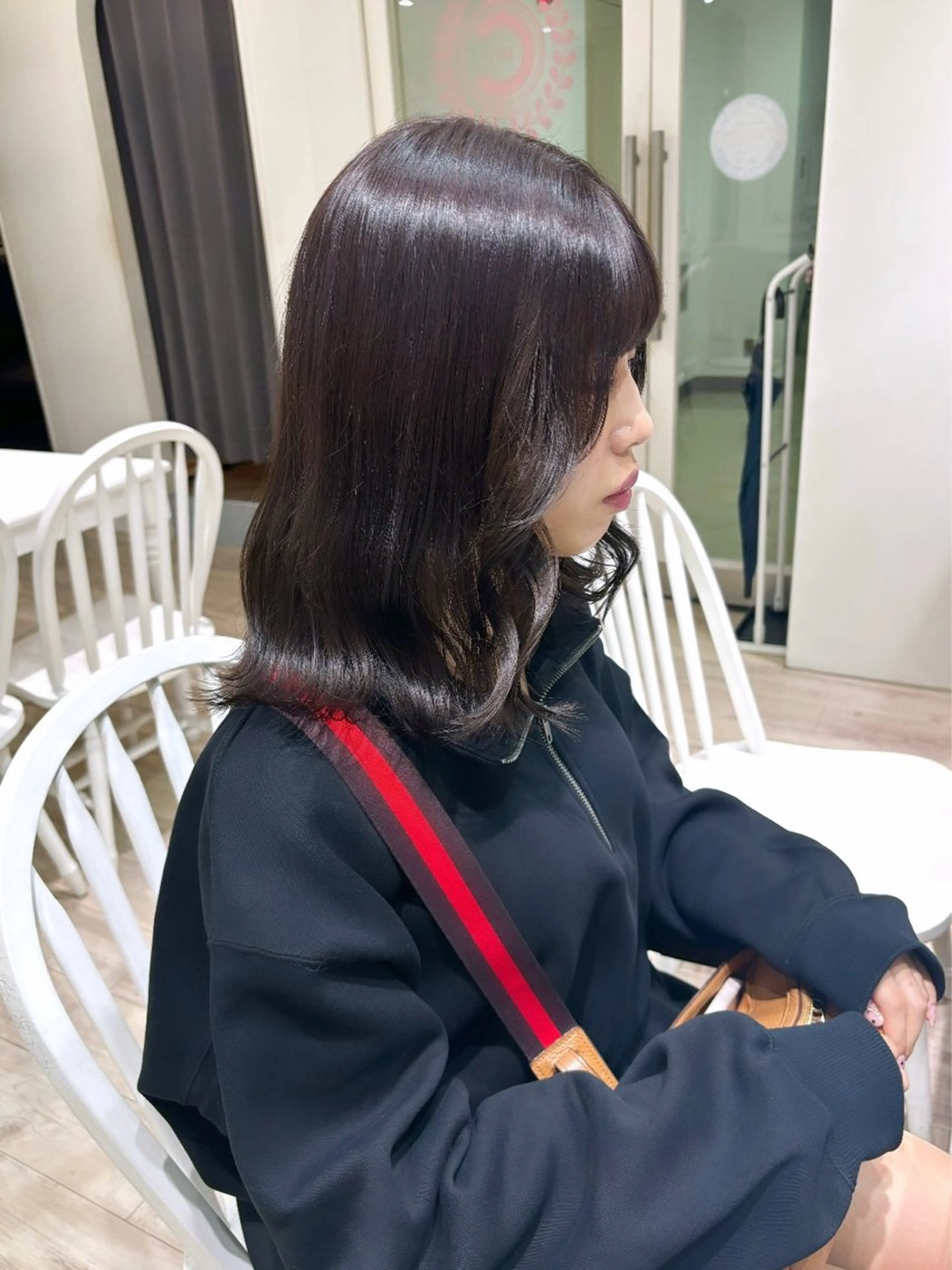 ミディアム カラー ブリーチ ディープラベンダー ラベンダーカラー ブリーチなしカラー Eliss 堀江所属・暖色カラー🎀 門内 梨真のヘアスタイル