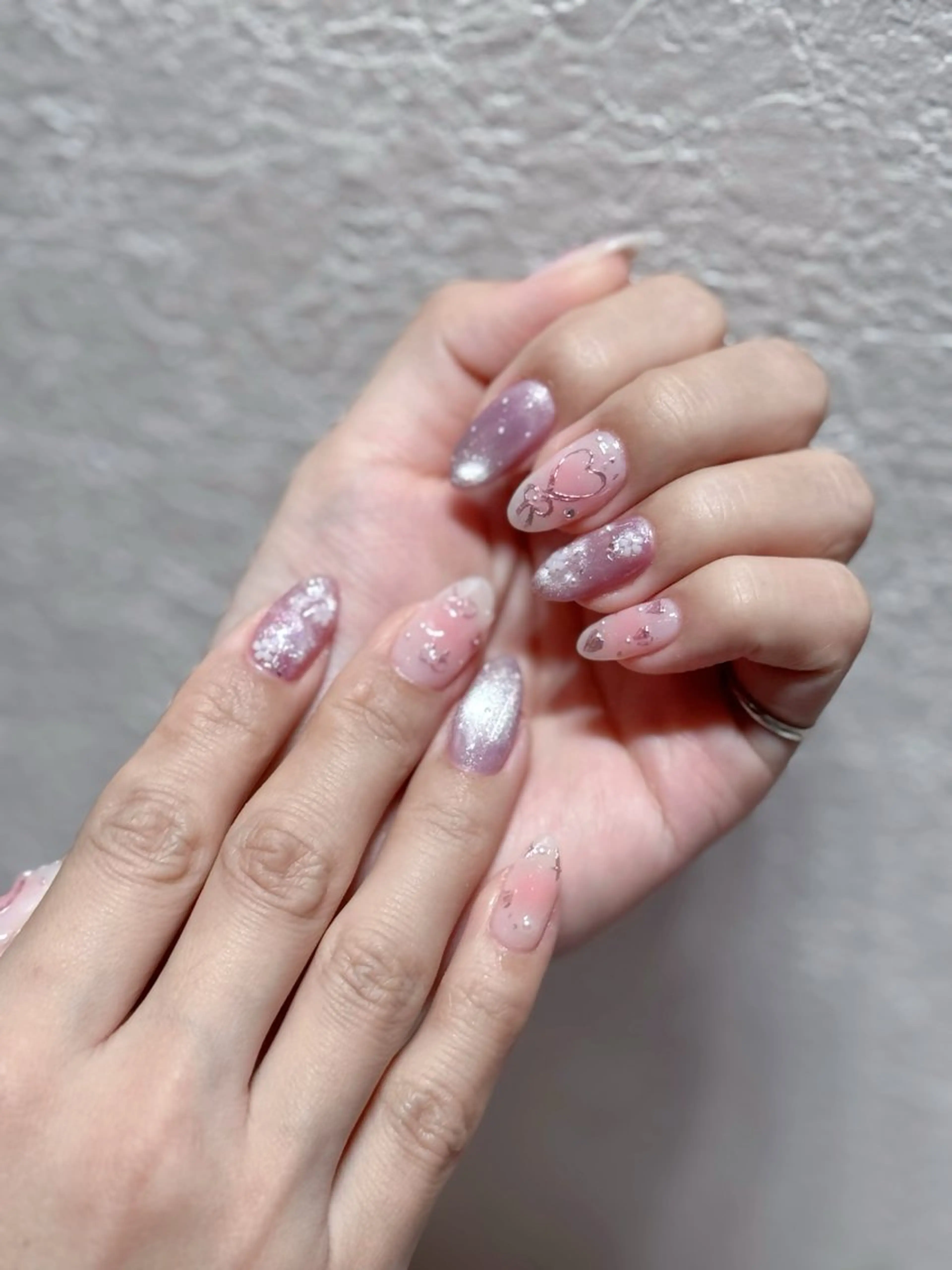 ネイル アートネイル フットネイル ジェルネイル ハート マグネットネイル Babarla Nailのネイルデザイン