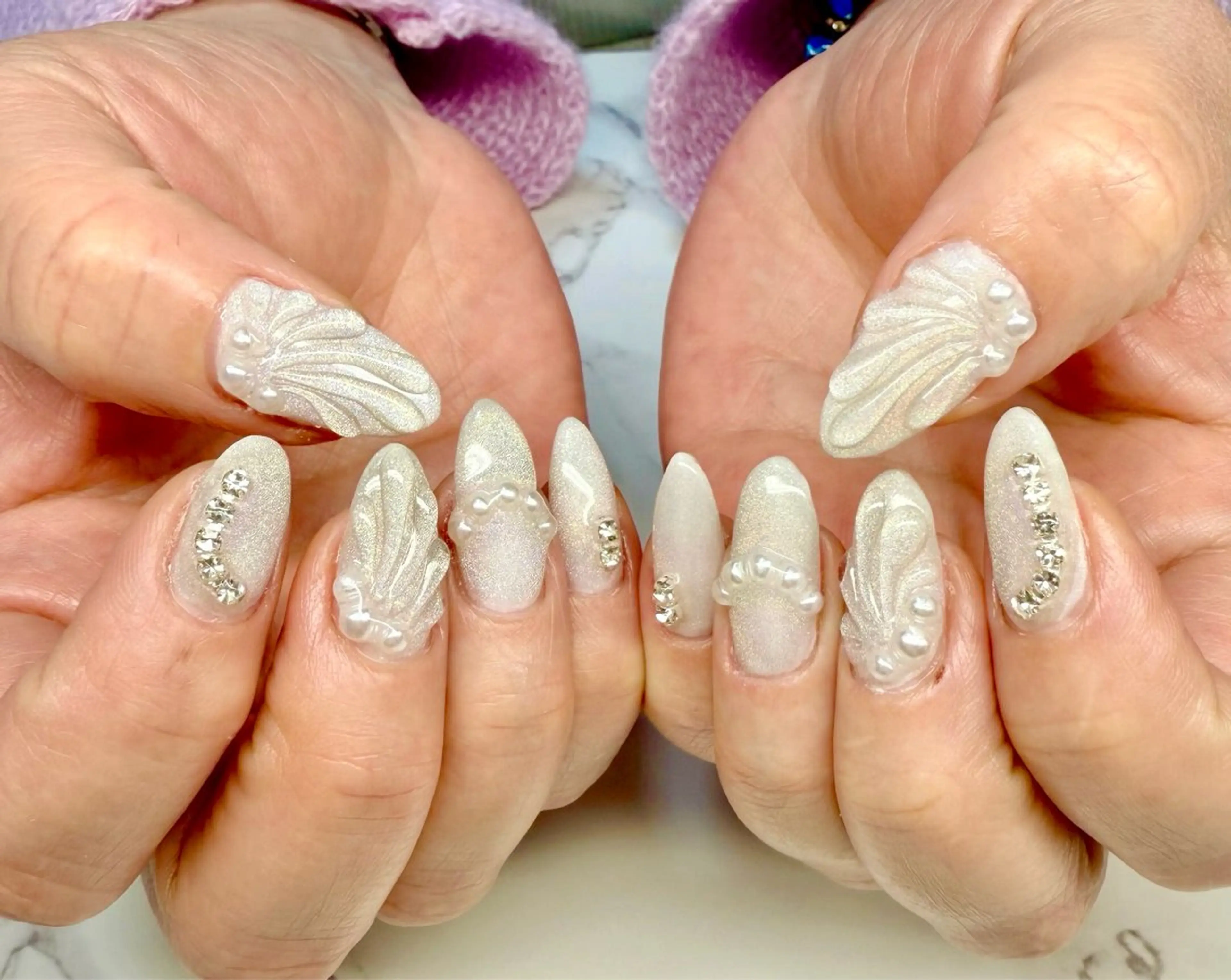 ネイル アートネイル チークネイル フレンチネイル 氷ネイル・うるうるネイル キラキラネイル M.N_ nailのネイルデザイン