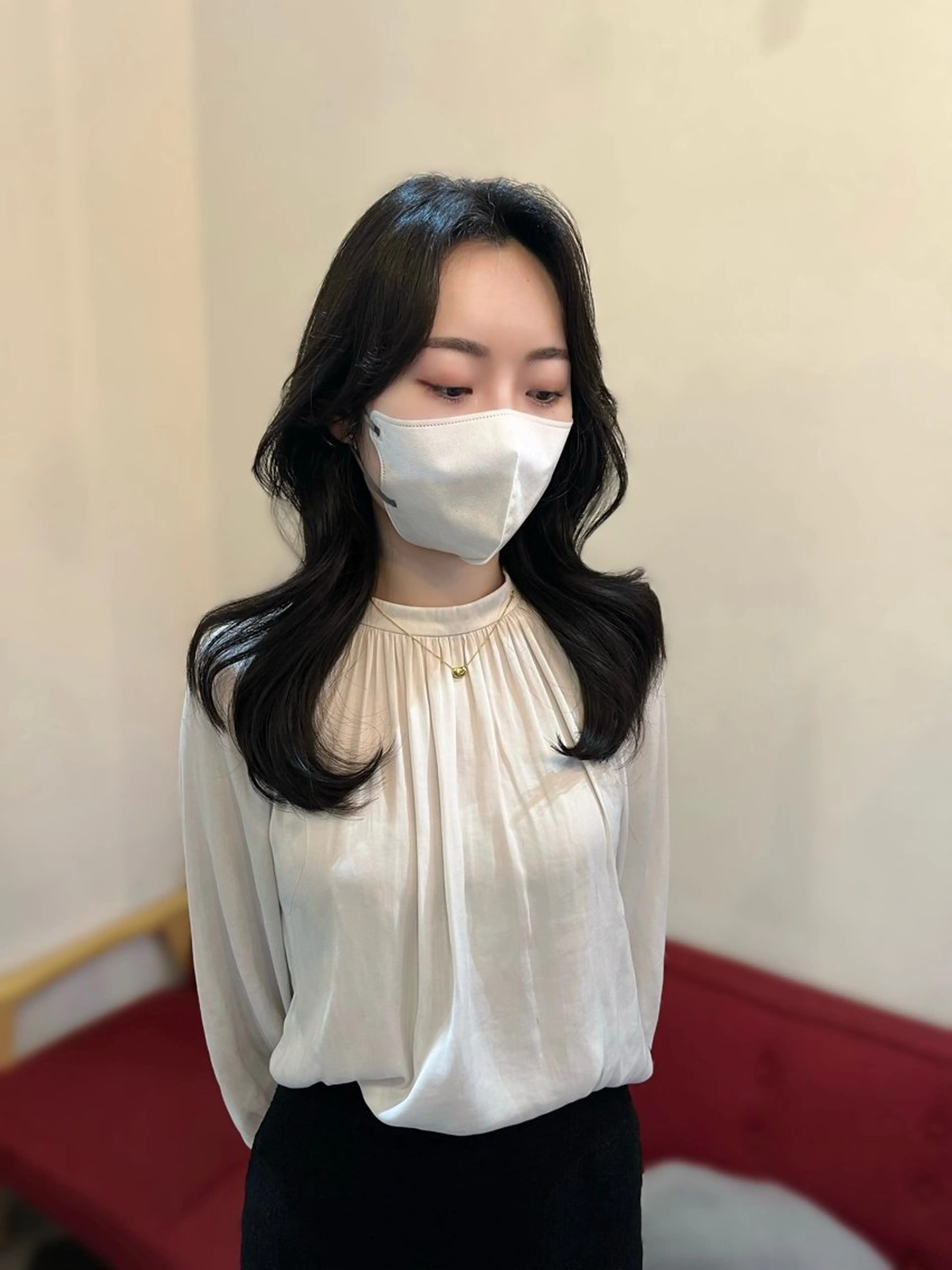 ロング ヘアアレンジ 顔周りカット 韓国風ヘア 似合わせ顔まわり カット💛森尾真由美のヘアスタイル