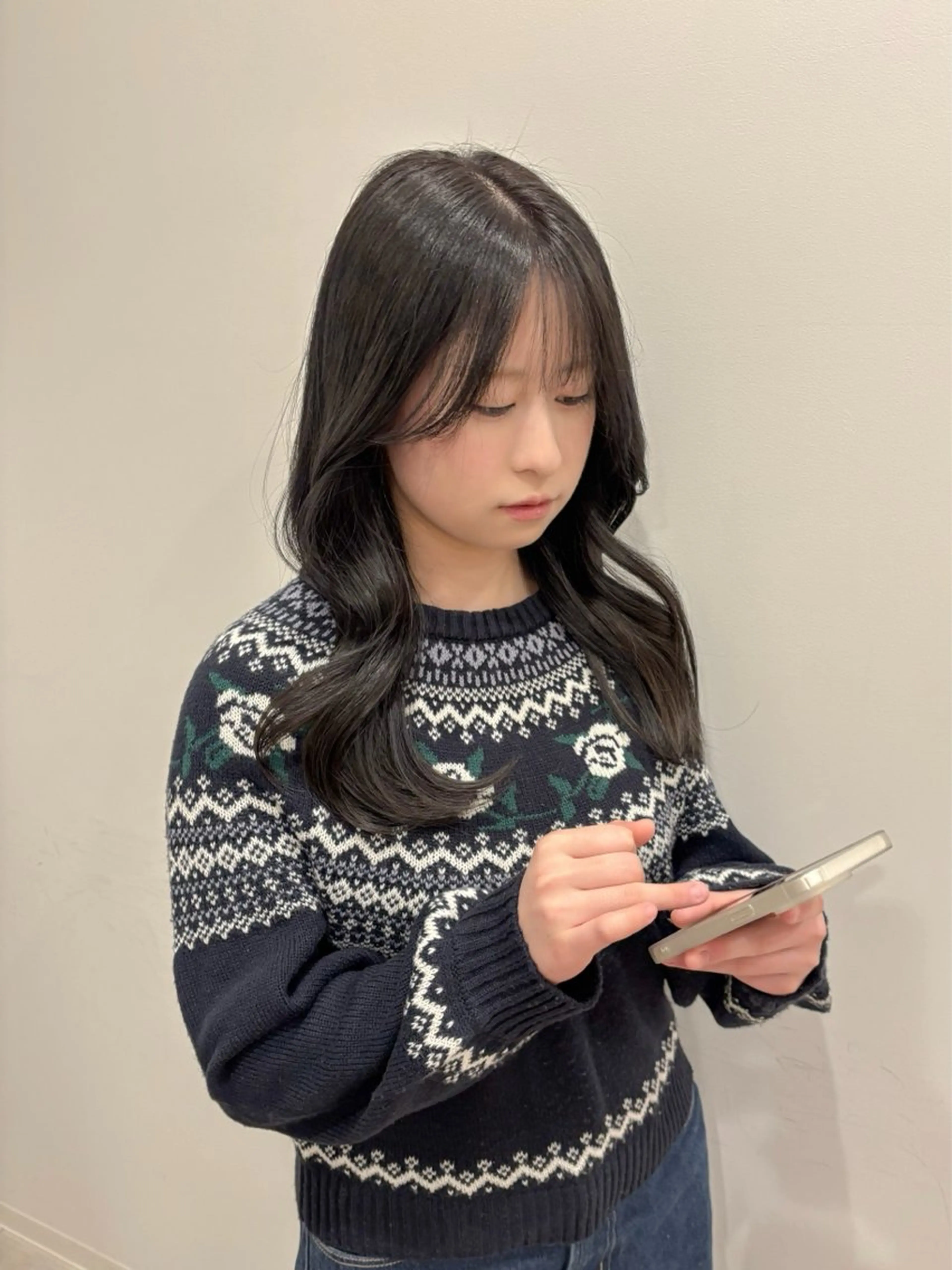 ロング 韓国ボブ/顔周り/べ ージュ/織田百華🎀のヘアスタイル