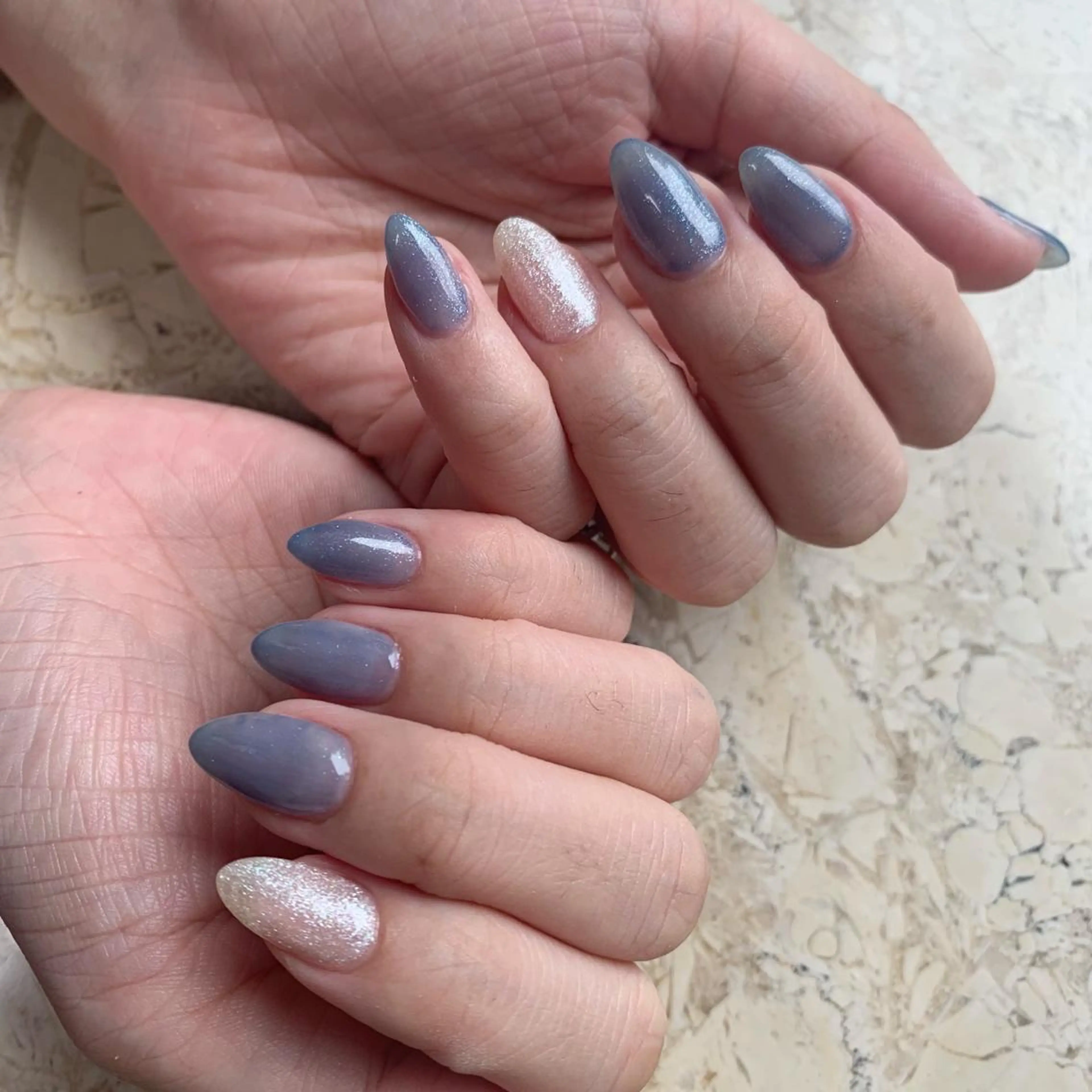 ネイル オーロラネイル ジェルネイル ハート 氷ネイル・うるうるネイル マグネットネイル ハンドネイル nail salon mieux(ミュー)のネイルデザイン