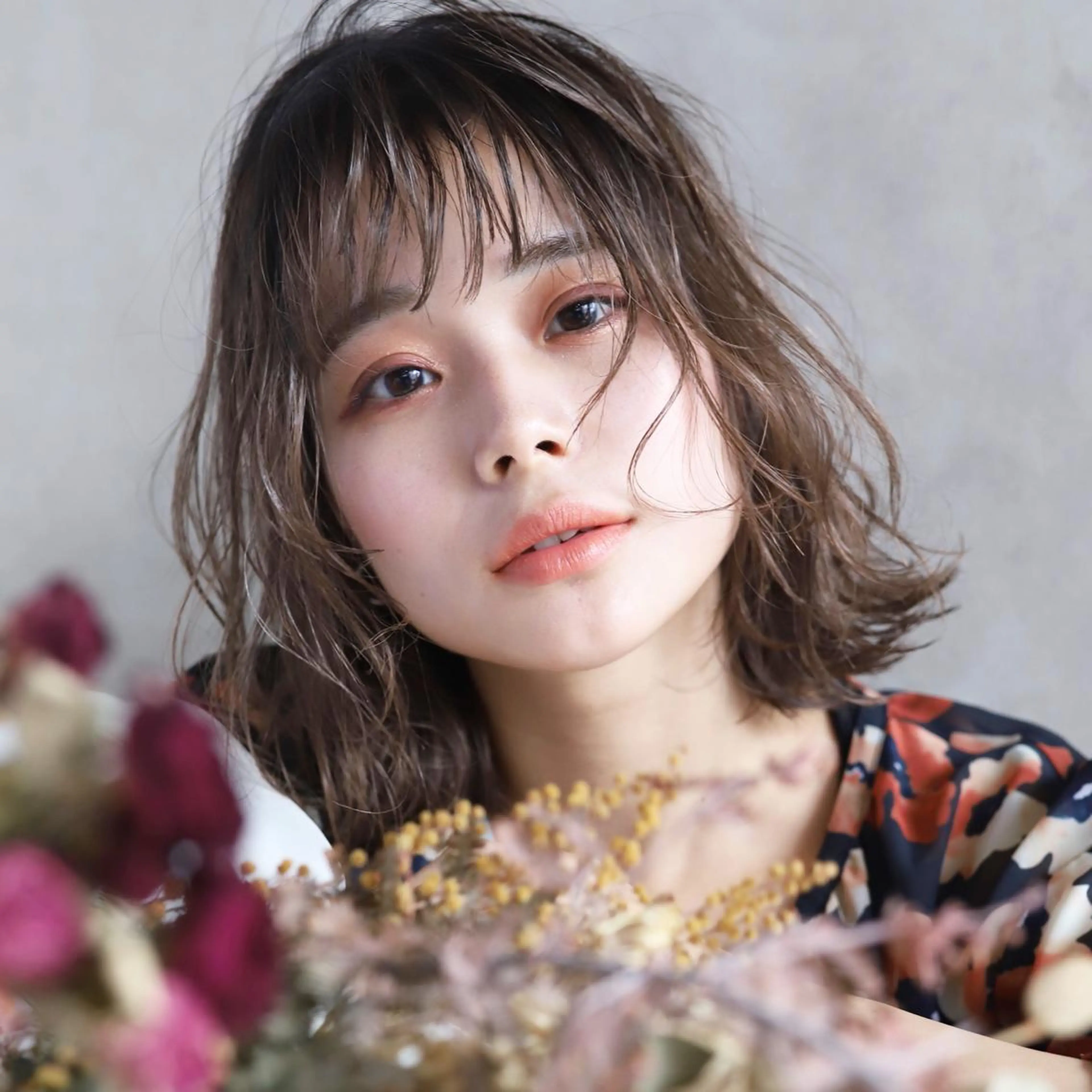 ミディアム ヘアカラー enx academyのヘアスタイル