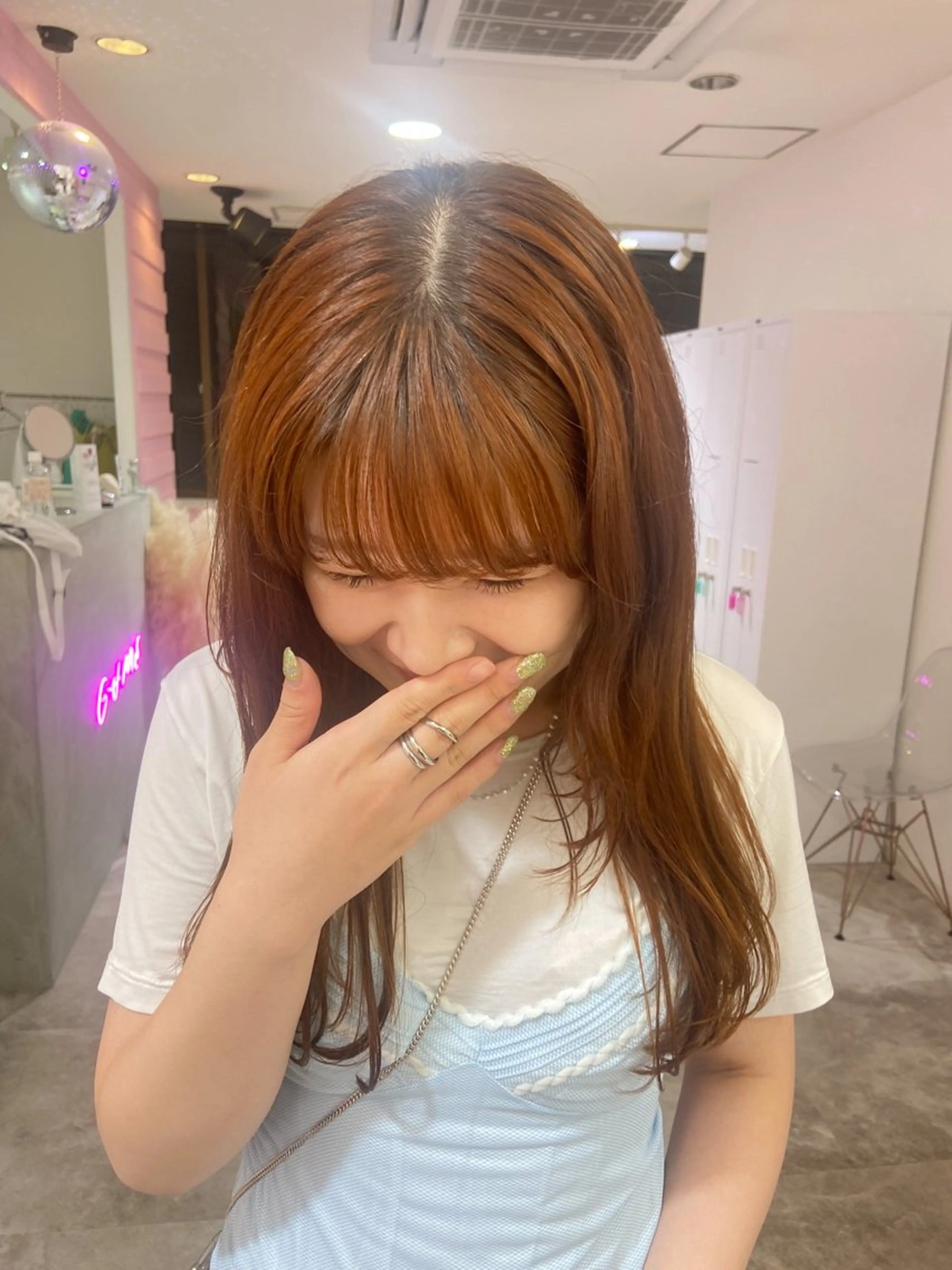 セミロング カラー オレンジ 🌼RENA🌼似合 わせのプロ/まつパのマツエク・マツパデザイン