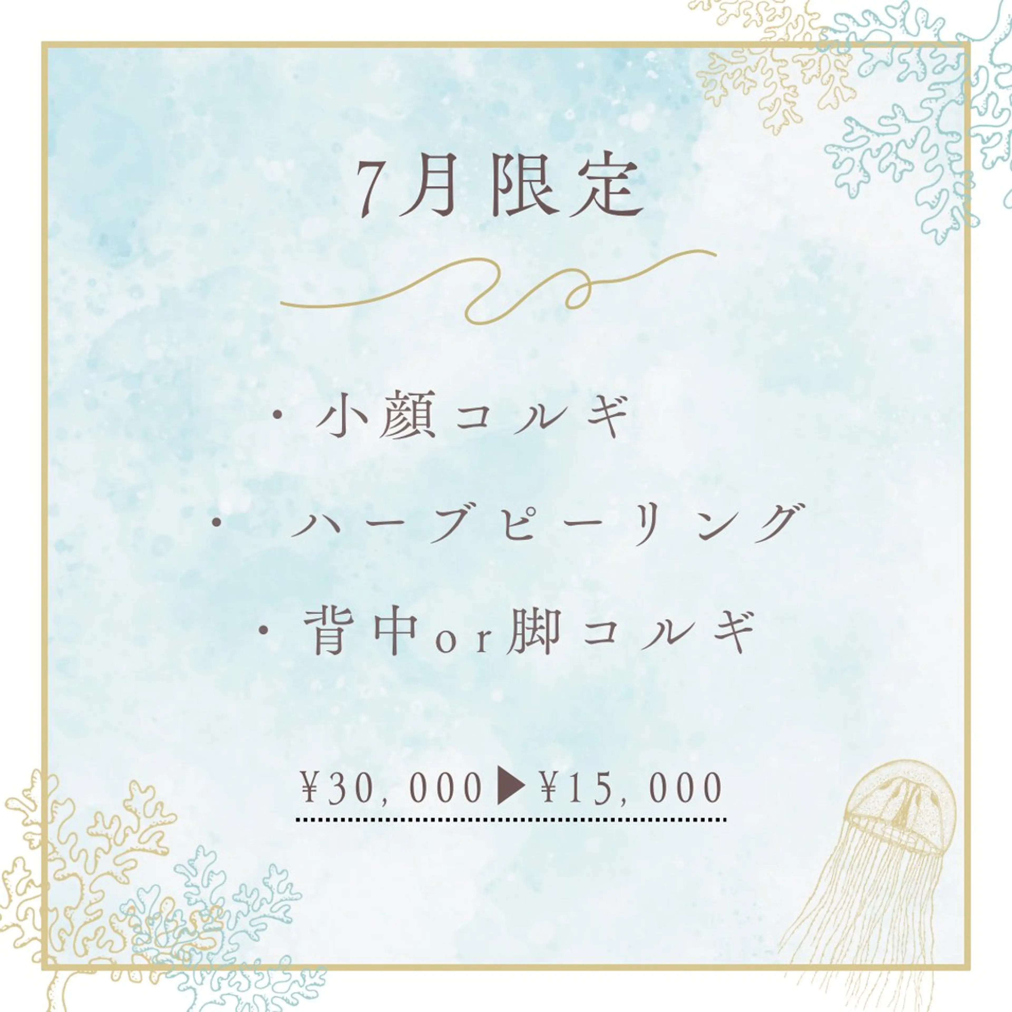 【7月5名様限定】小顔コルギ&ハーブピーリング&背中コルギor脚コルギ計120分の写真