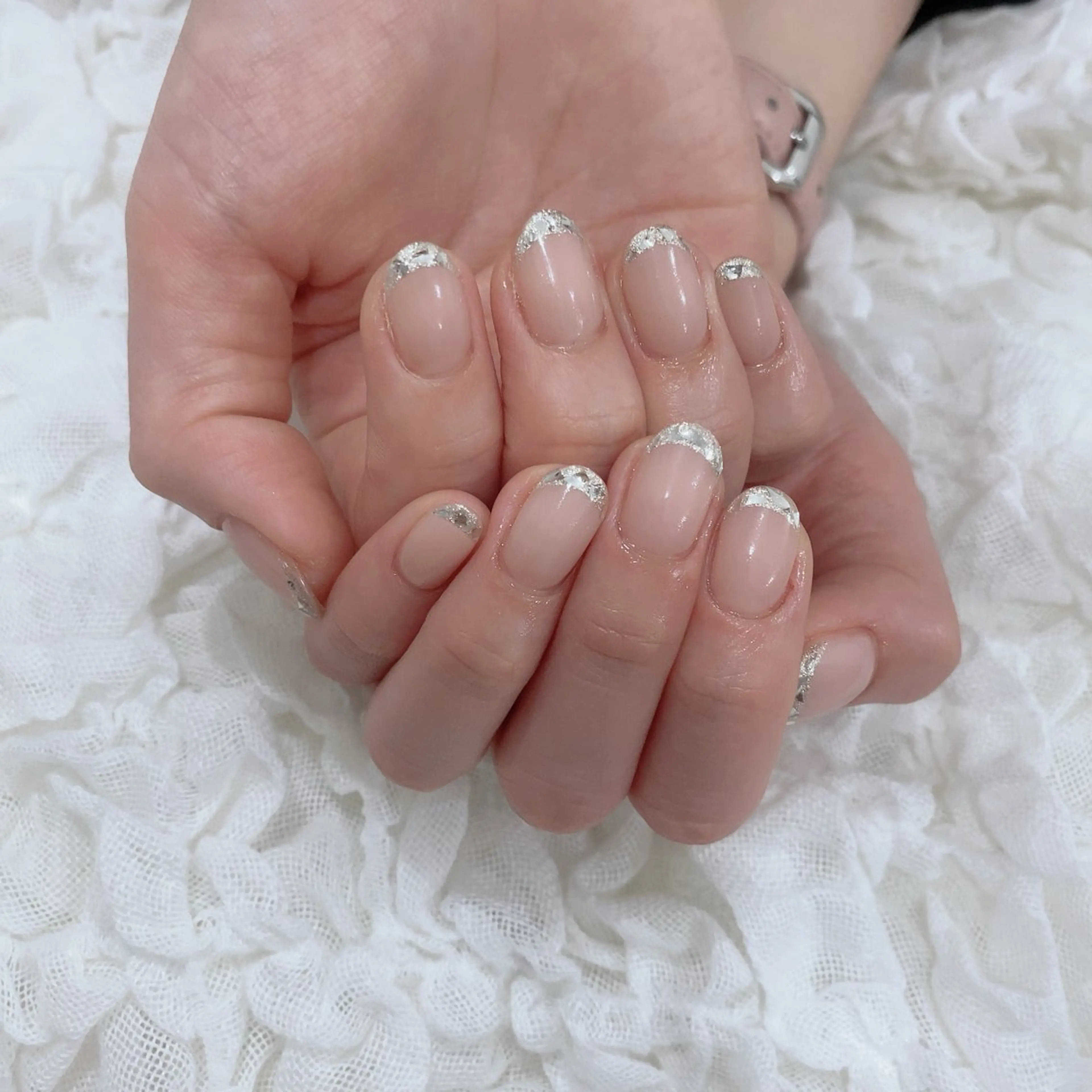 ネイル フレンチネイル ガラスフレンチ ハンドネイル SOL NAILのネイルデザイン