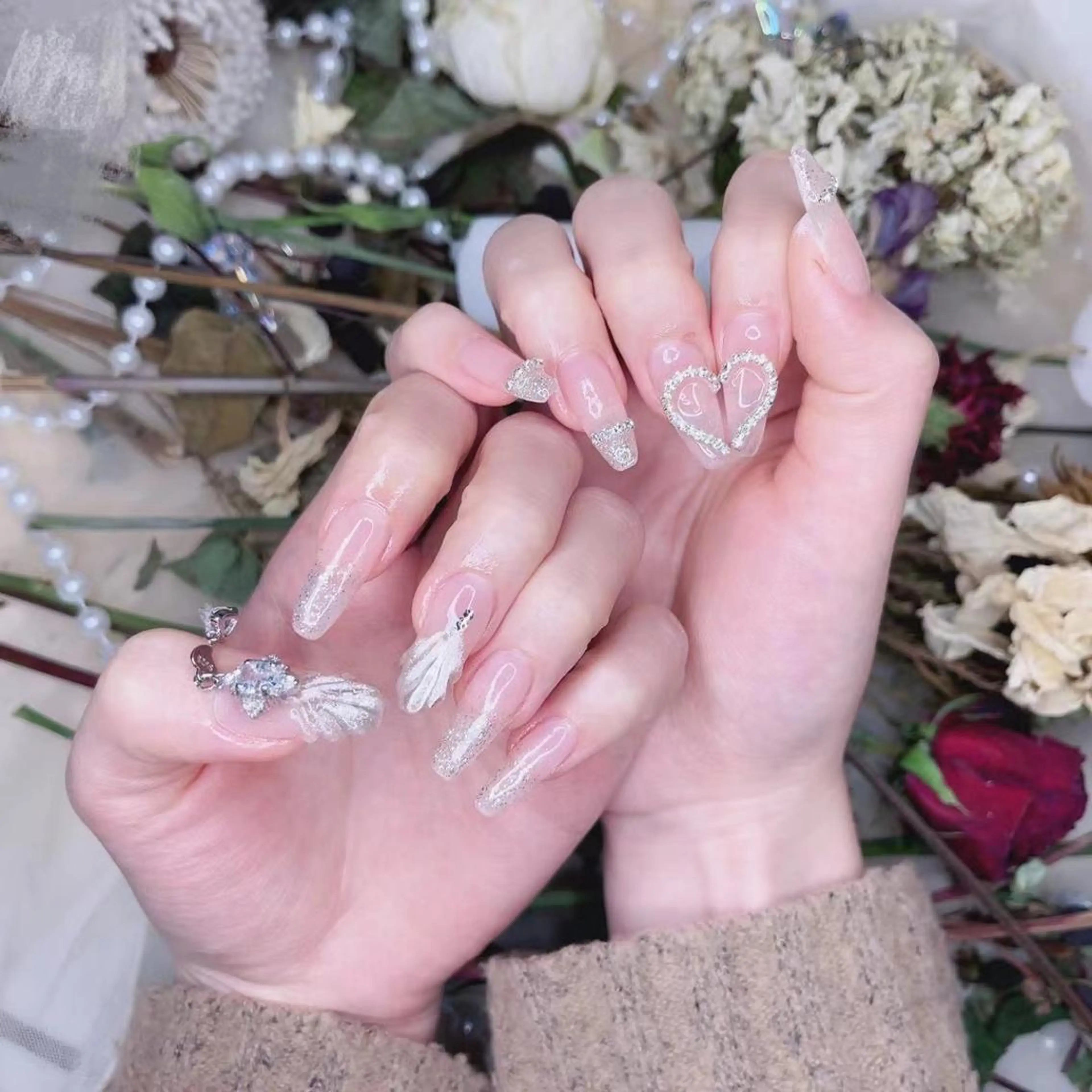 ネイル ハート シルバー Babarla Nailのネイルデザイン