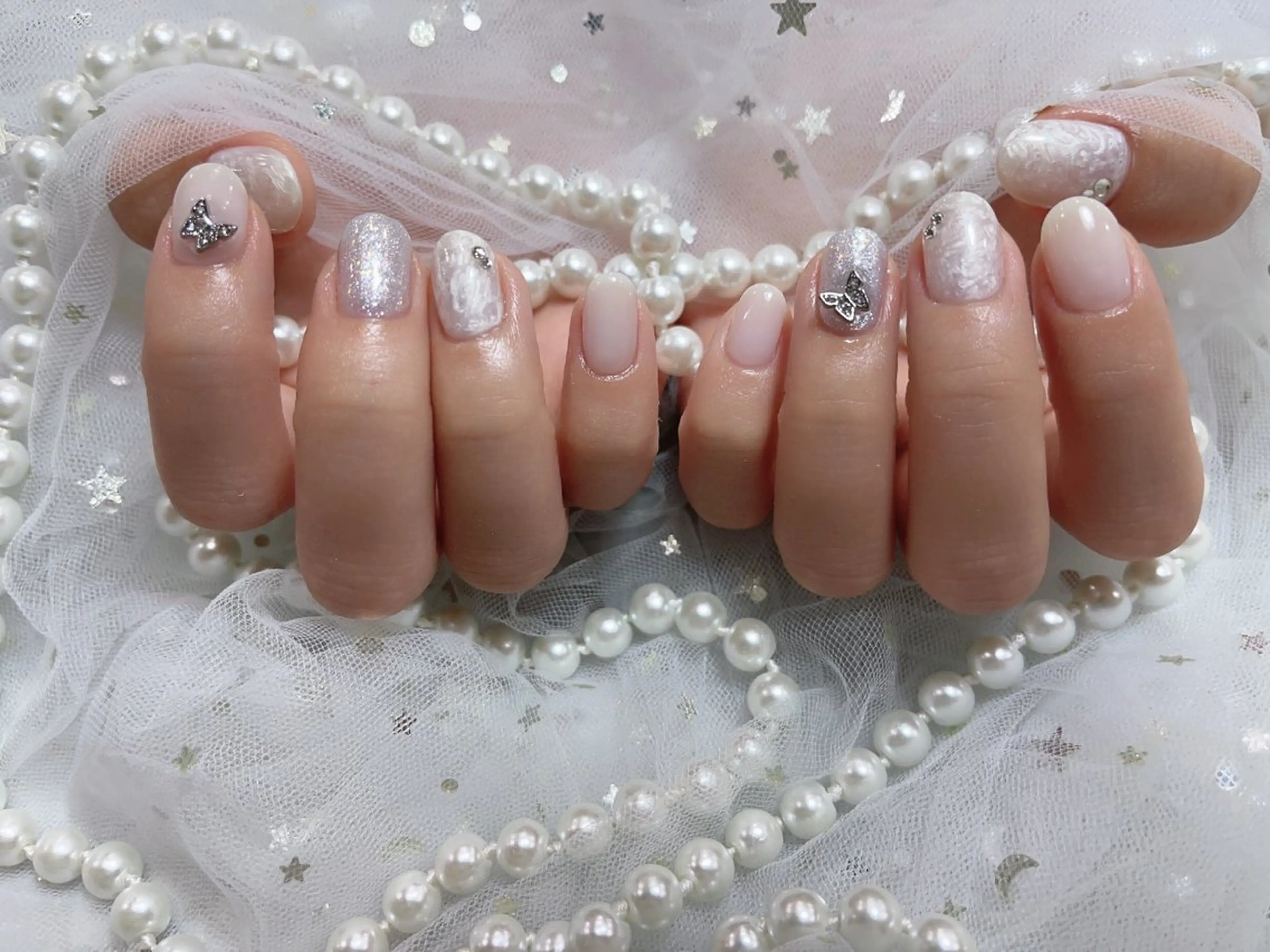 ネイル アートネイル フラッシュネイル フレンチネイル ガラスフレンチ グラデーション M2beauty Renaのネイルデザイン