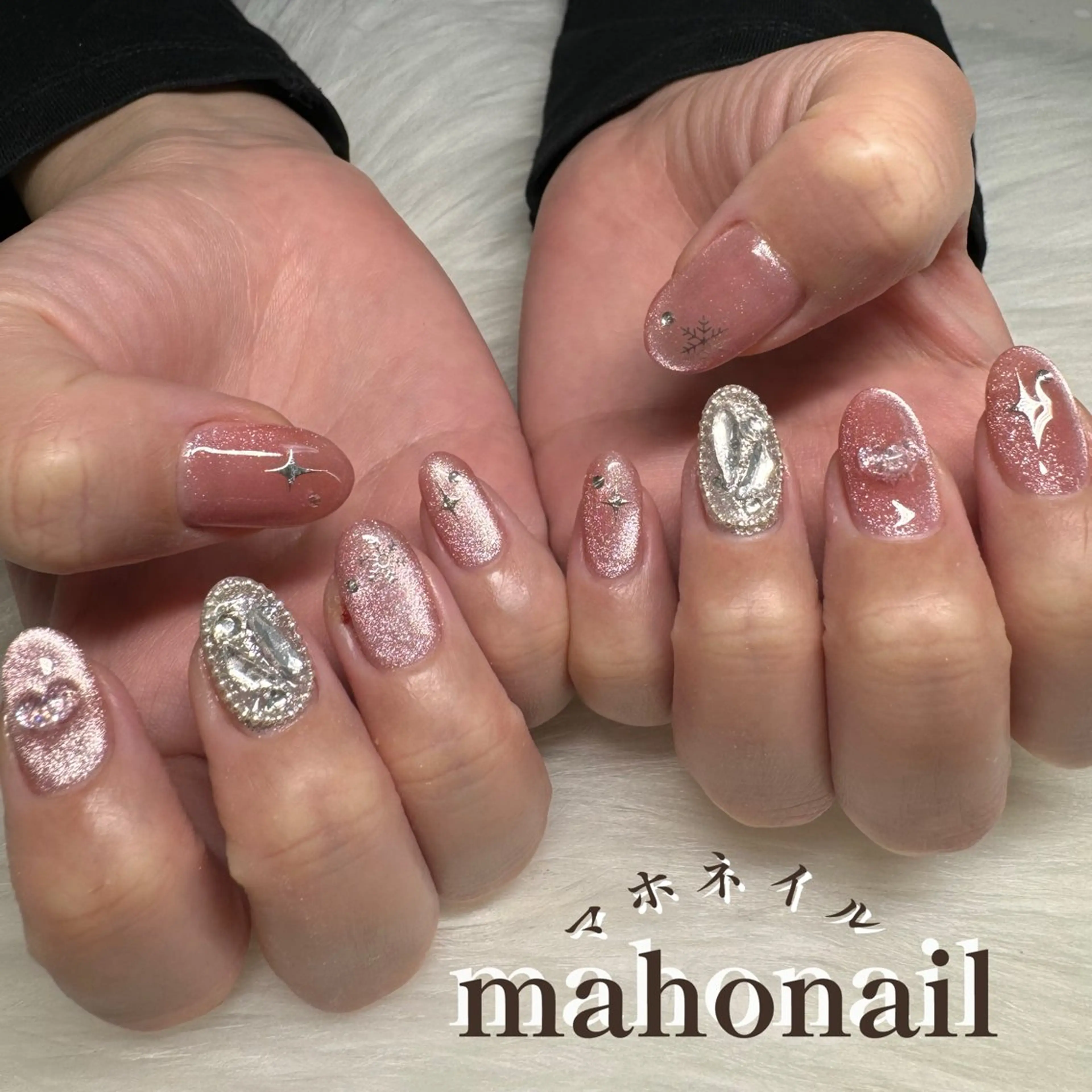 ネイル マグネットネイル ワンカラーネイル ピンク maho nail マホネイルのネイルデザイン