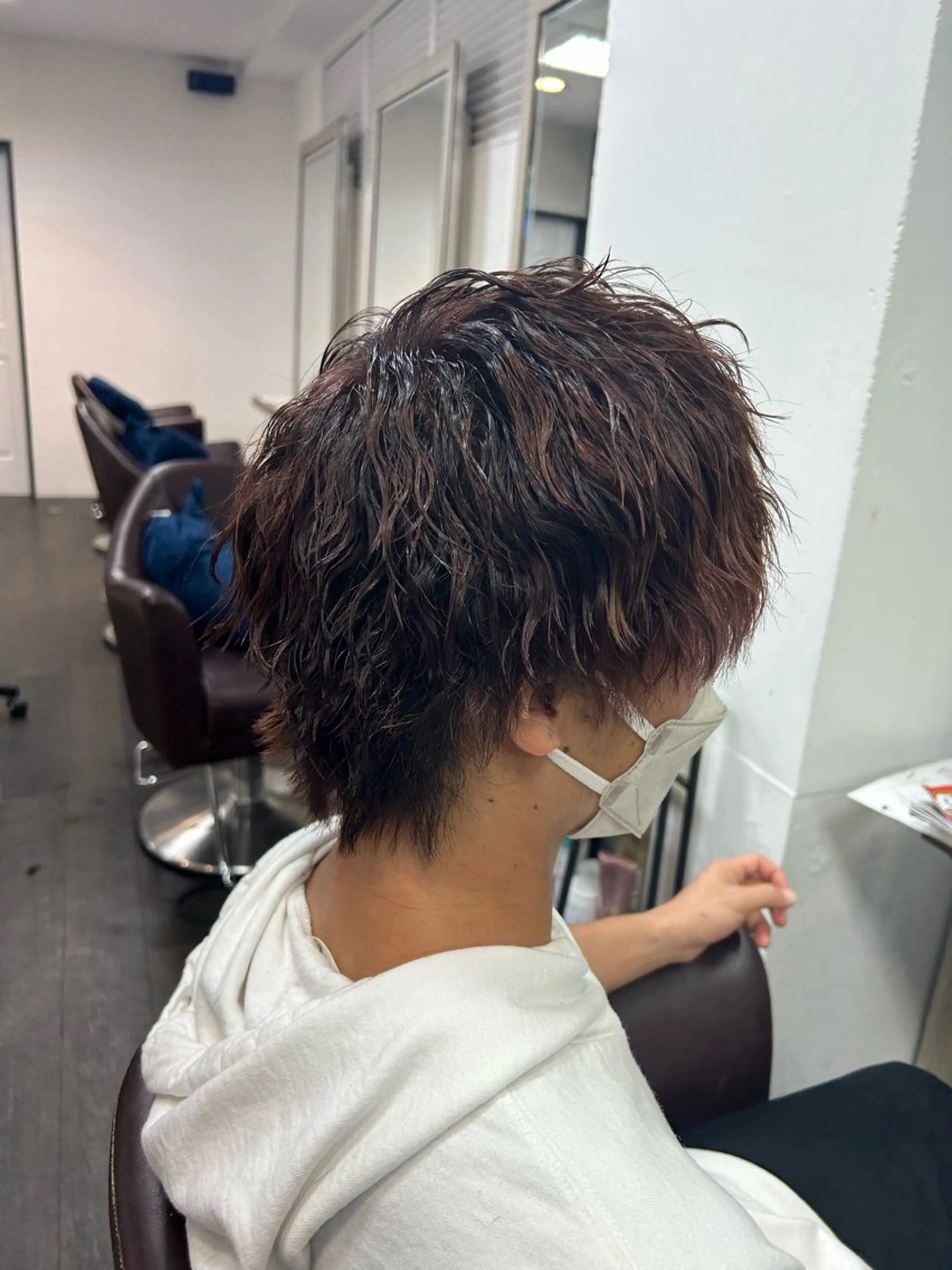 ショート パーマ メンズ メンズウルフカット ウルフカット カット ヘアカラー パーマ メンズパーマの達人 /タカシマ　ダイスケのヘアスタイル