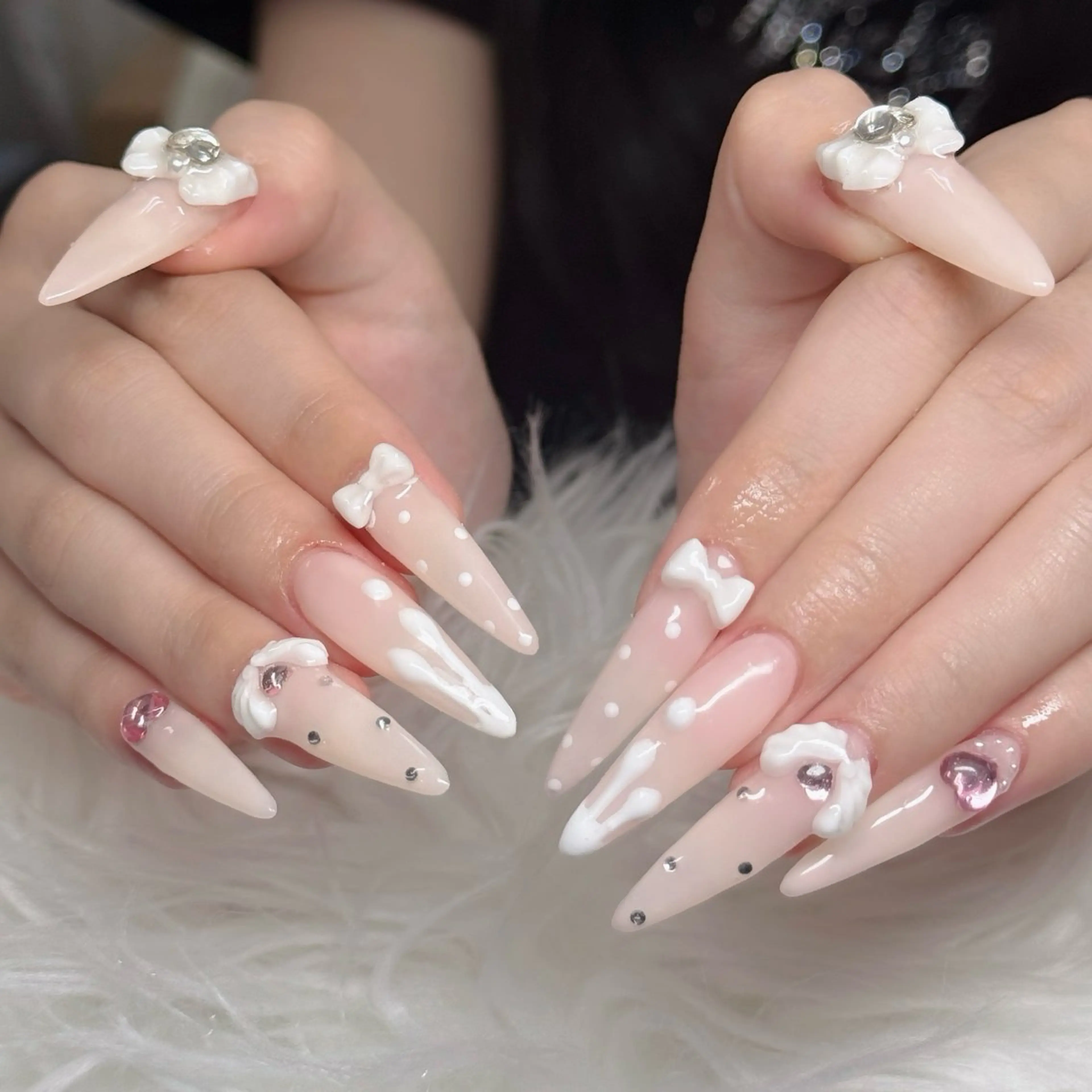 ネイル ロングネイル マグネットネイル リボン 夏ネイル スーパーロングネイル Hani Nail Salonのネイルデザイン