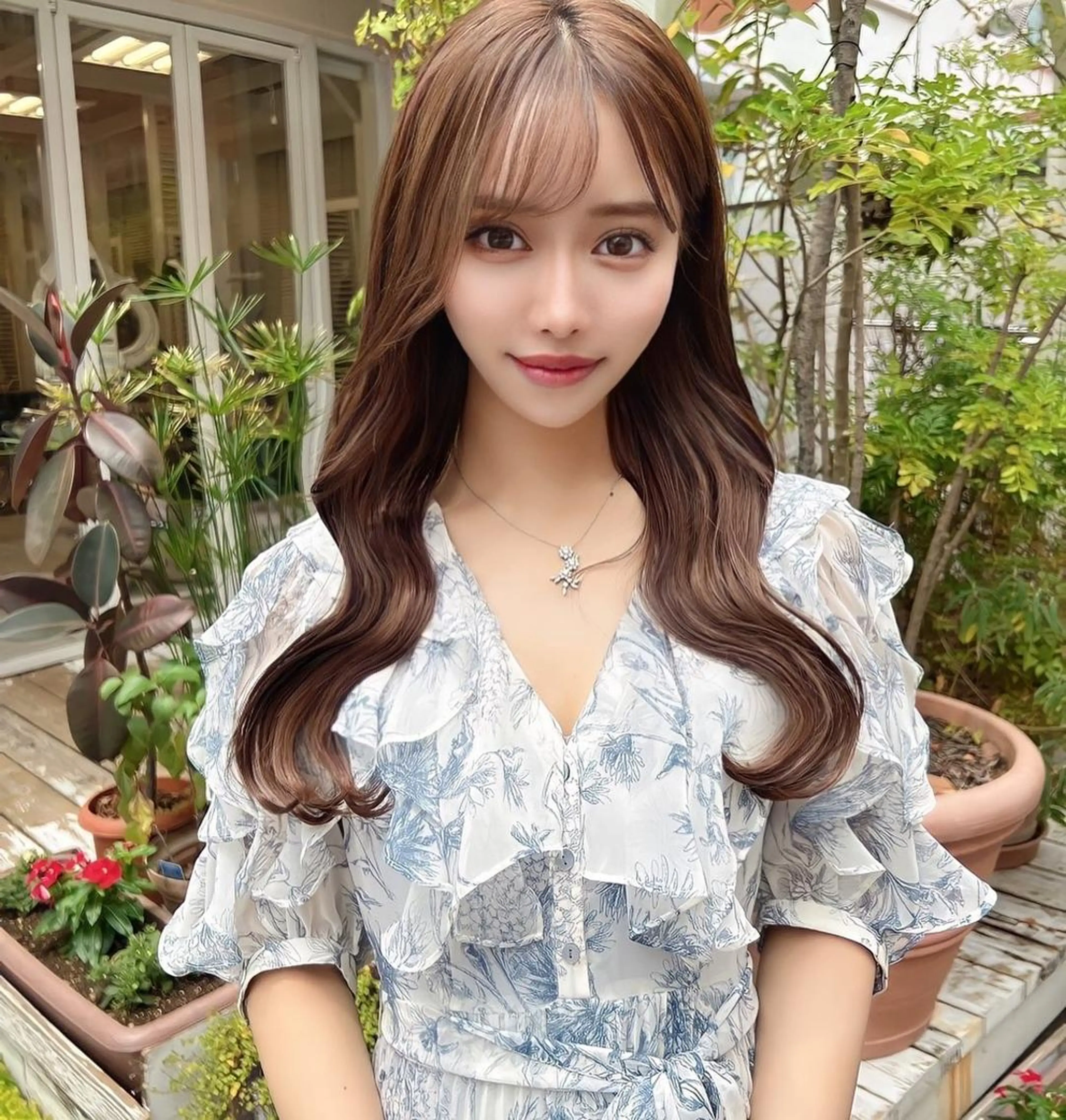 ミディアム カラー ヘアアレンジ ミディアムパーマ ベージュカラー 透明感カラー ハイライトカラー ミルクティーベージュ 韓国/髪質改善💘 櫻井かれんのヘアスタイル