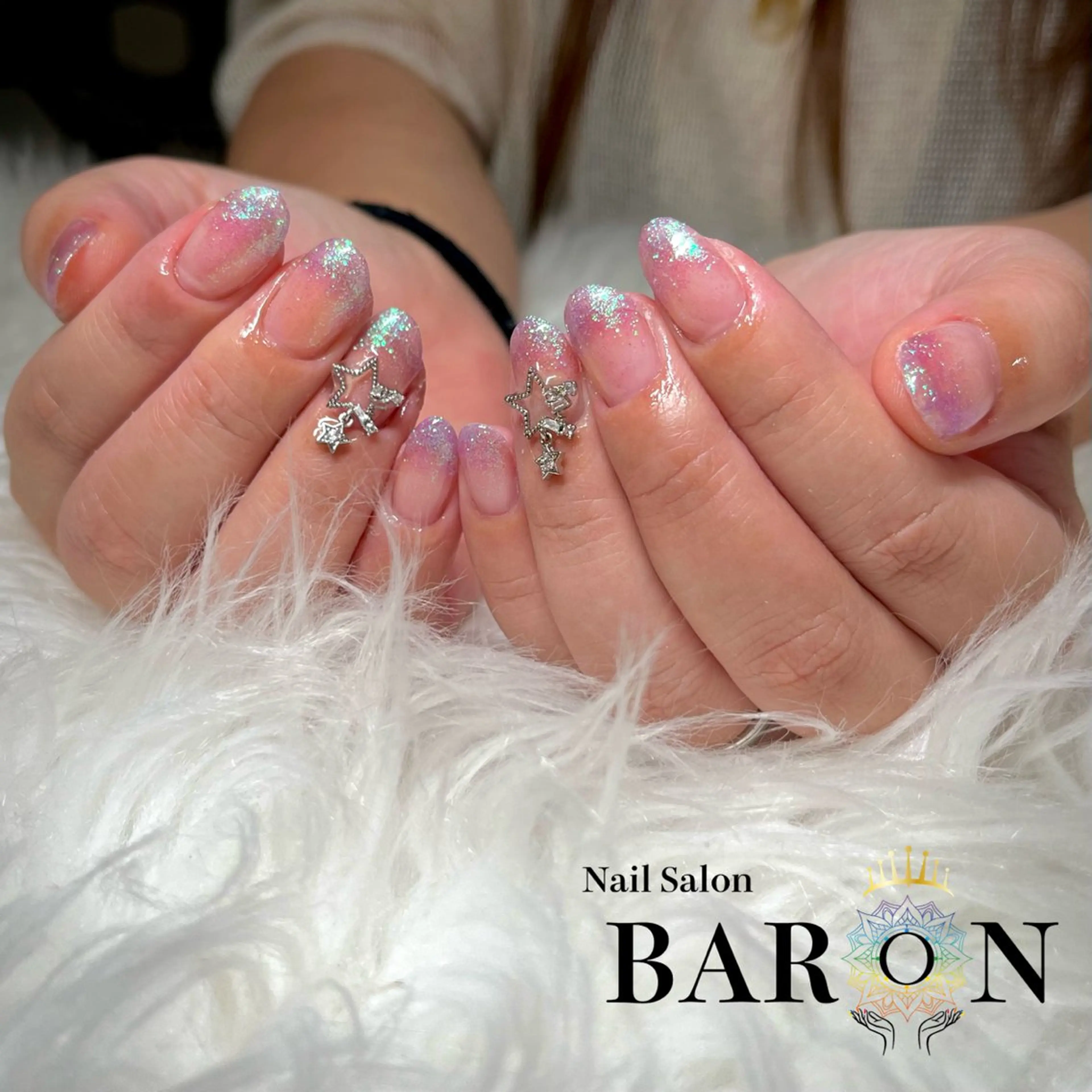 ネイル ラメ(グリッター) パープル ハンドネイル ☆SAKI☆ BARON 店長のネイルデザイン