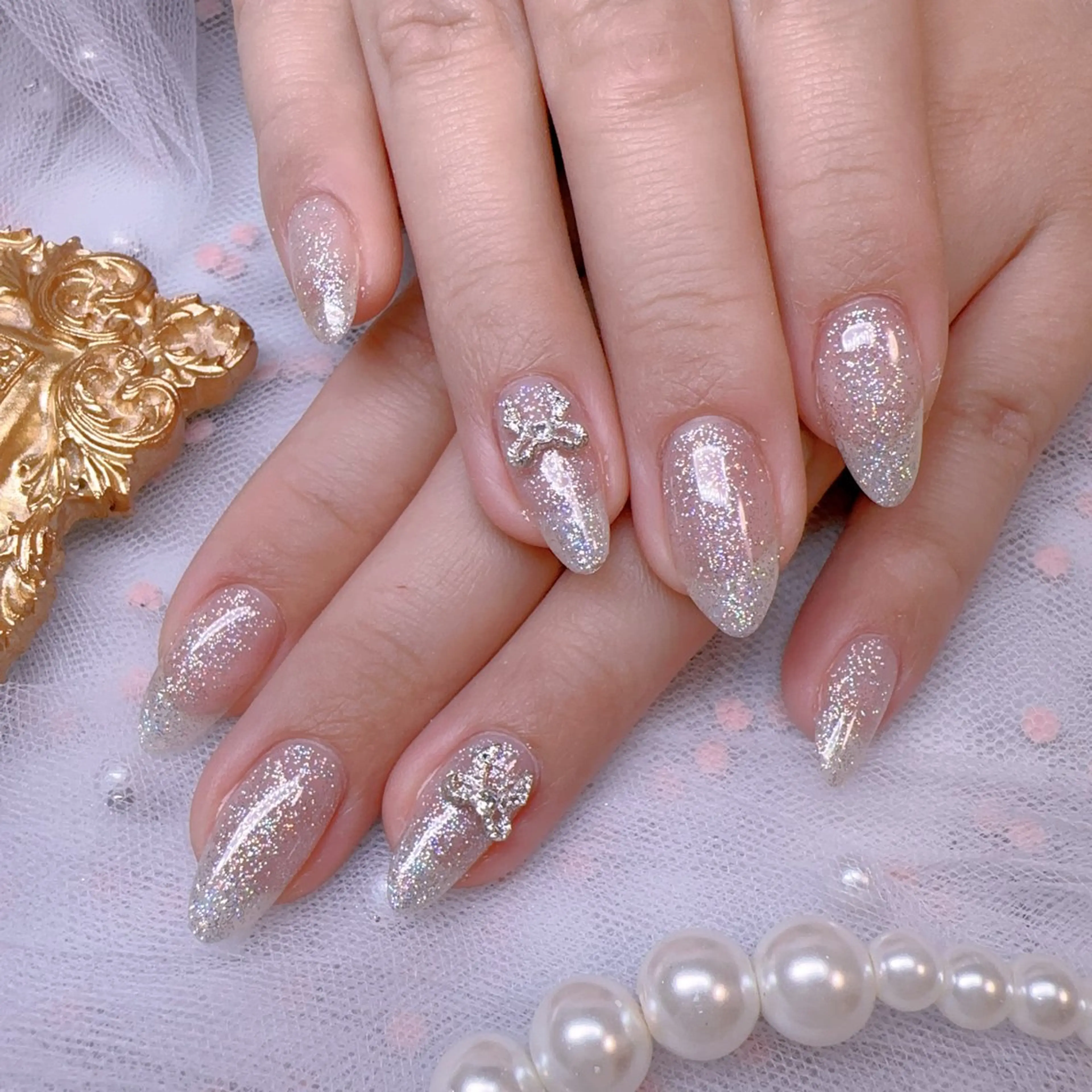 ネイル オーロラネイル フットネイル 韓国ネイル ラメ(グリッター) ラメグラデーション ハンドネイル Belle nail salon 新小岩のネイルデザイン