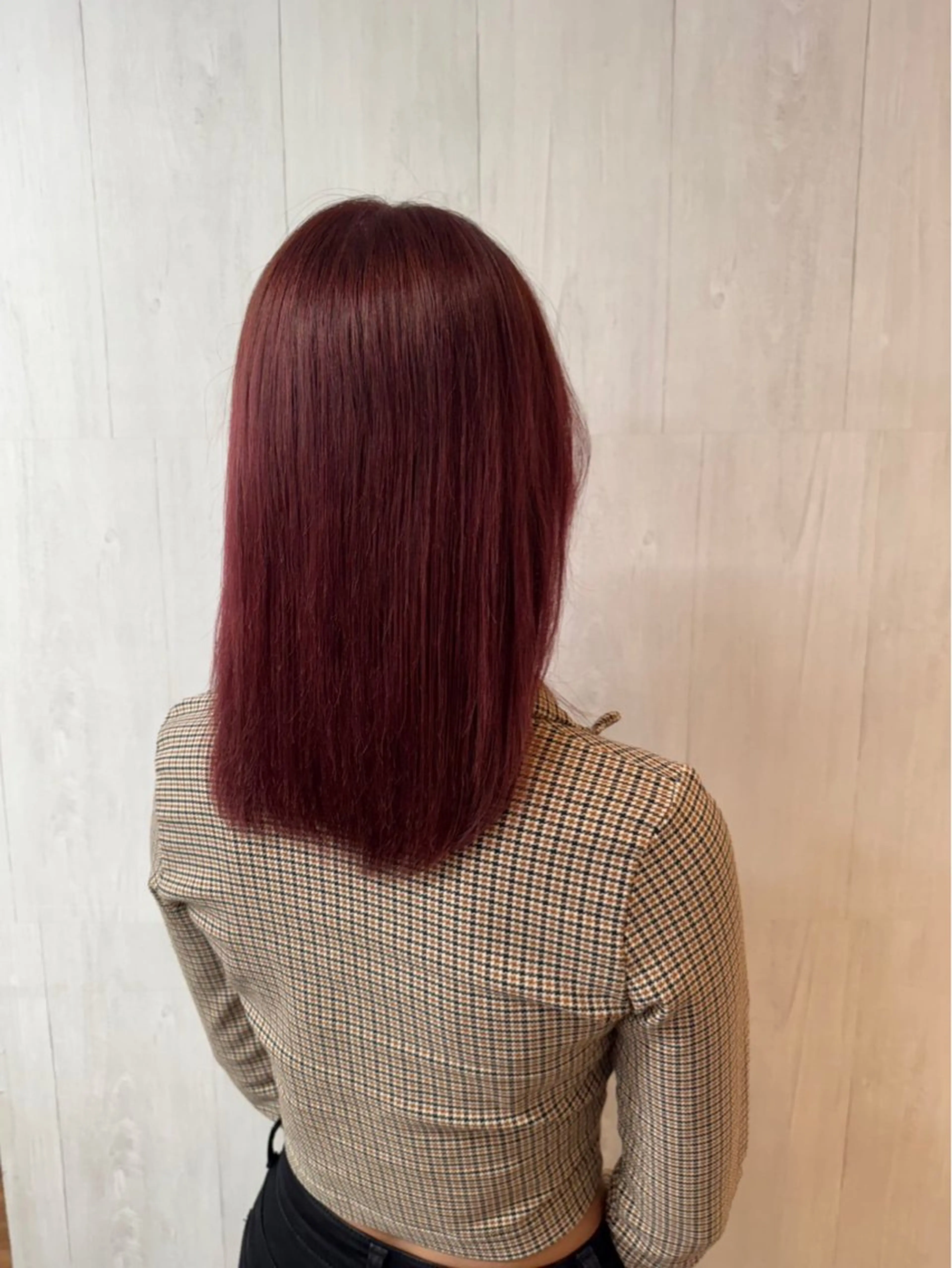 ミディアム カラー レッドカラー ヘアカラー トリートメント GLOSS 心斎橋 山上のヘアスタイル