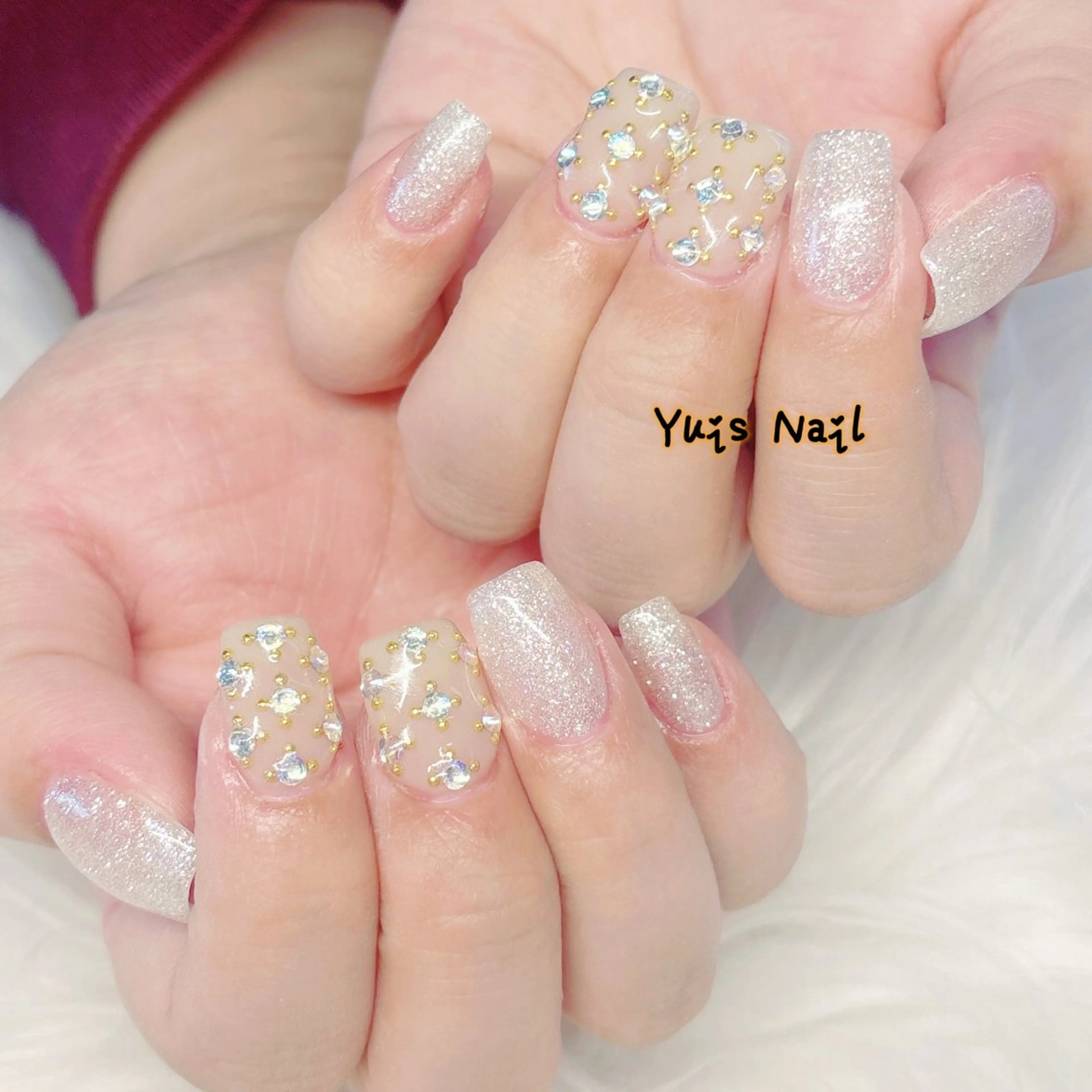 ネイル キラキラネイル 持ち込み スカルプネイル 冬ネイル クリスマス ハンドネイル Yuis Nailスカルプ専門のネイルデザイン