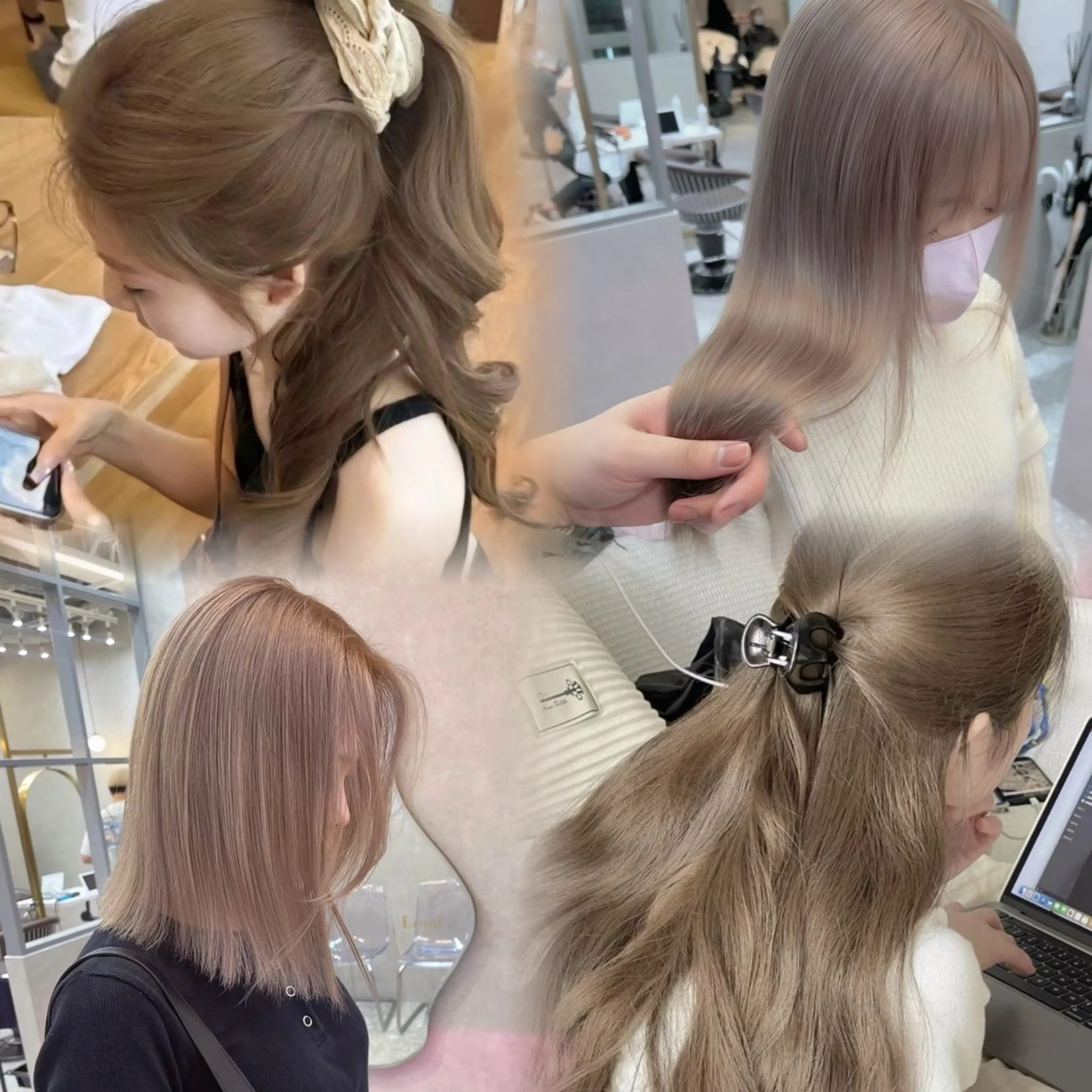 セミロング カラー ヘアカラー トリートメント ヘッドスパ ヘアセット ケアブリーチ 韓国レイヤーKYONのヘアスタイル
