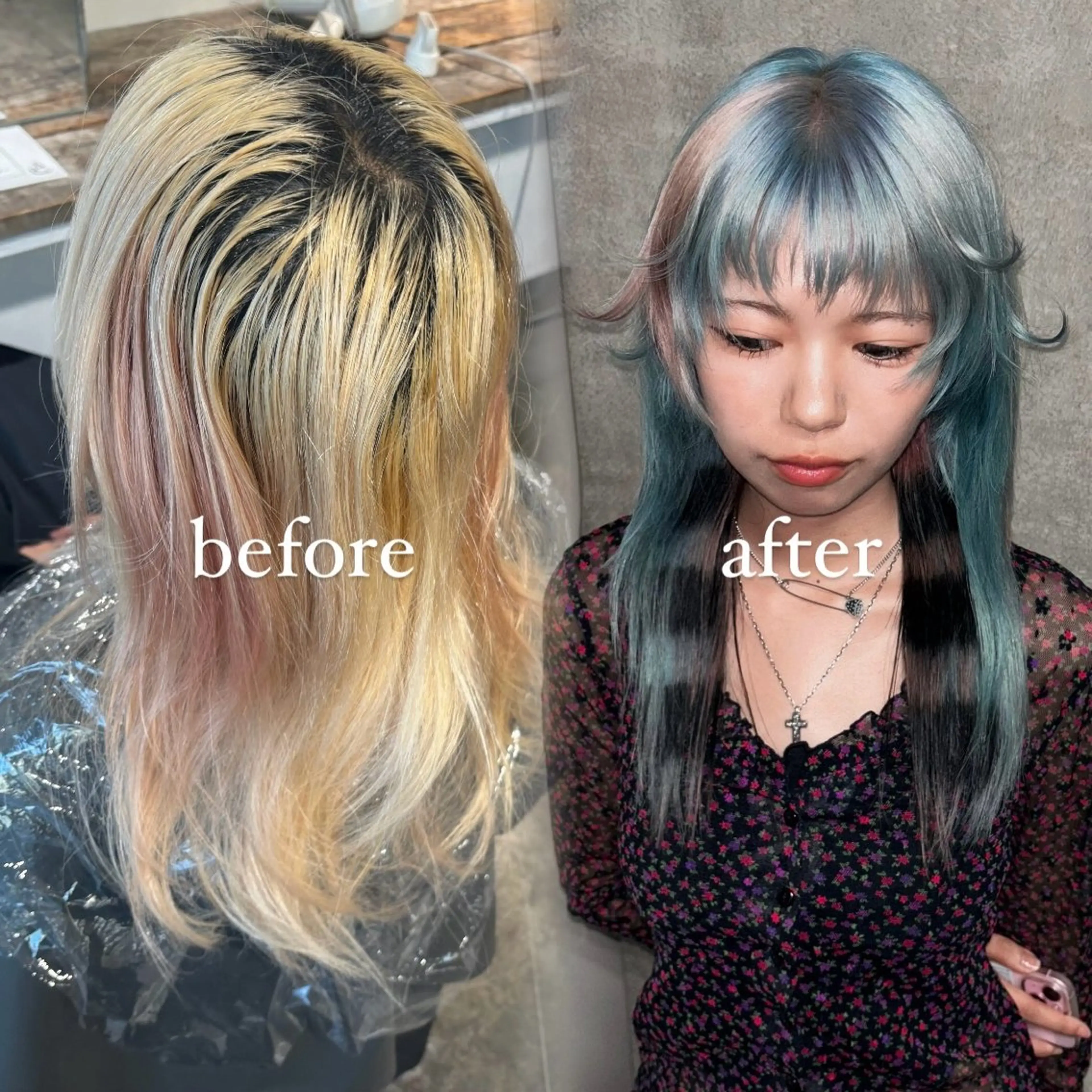 セミロング カラー ヘアカラー トリートメント 💫miyu💫デザ インカラー/アレンジのヘアスタイル