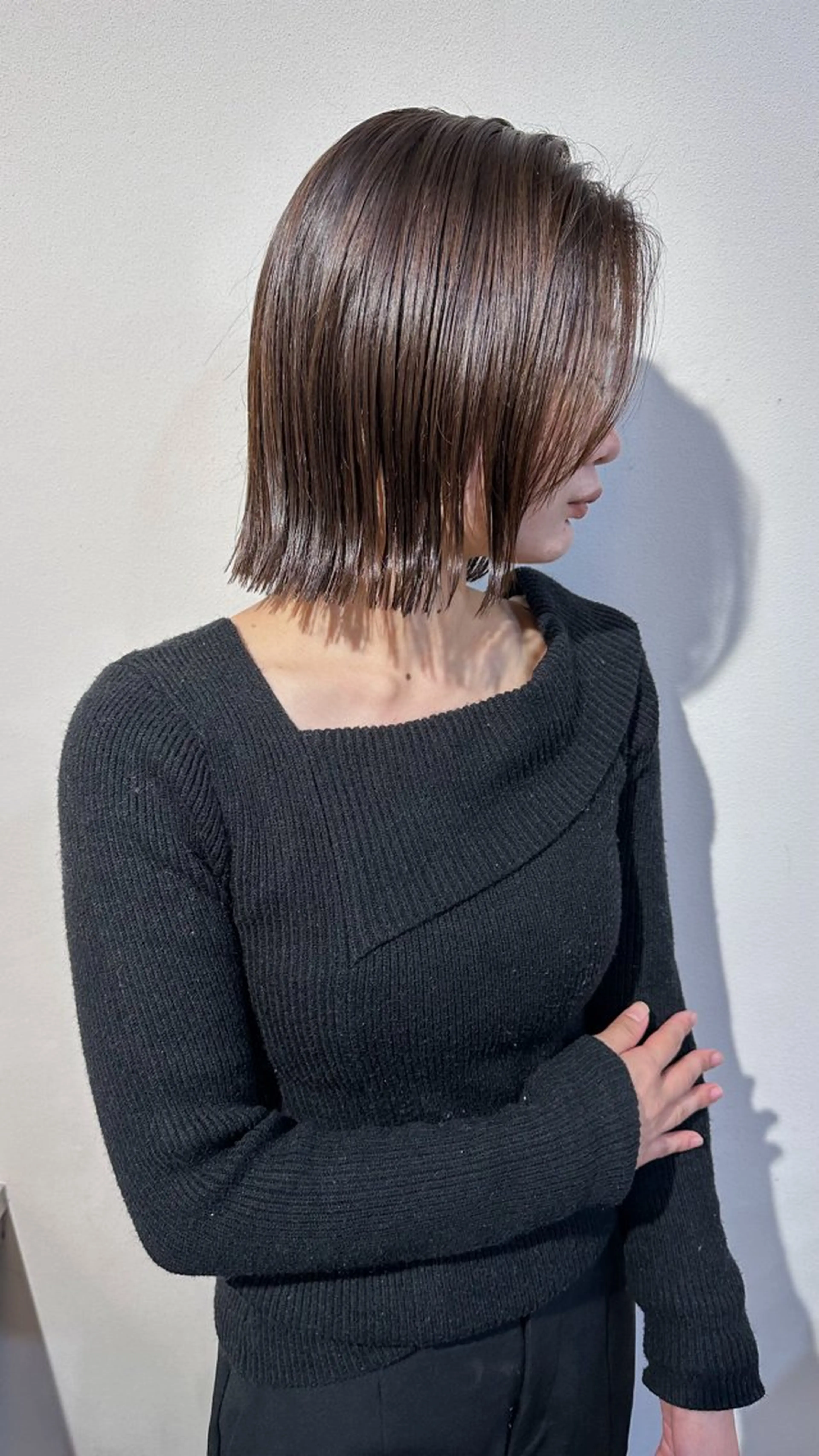 ミディアム カラー ブリーチ 透明感カラー ブリーチなしカラー ボブ 縮毛矯正 竹内啓太 ボブのヘアスタイル