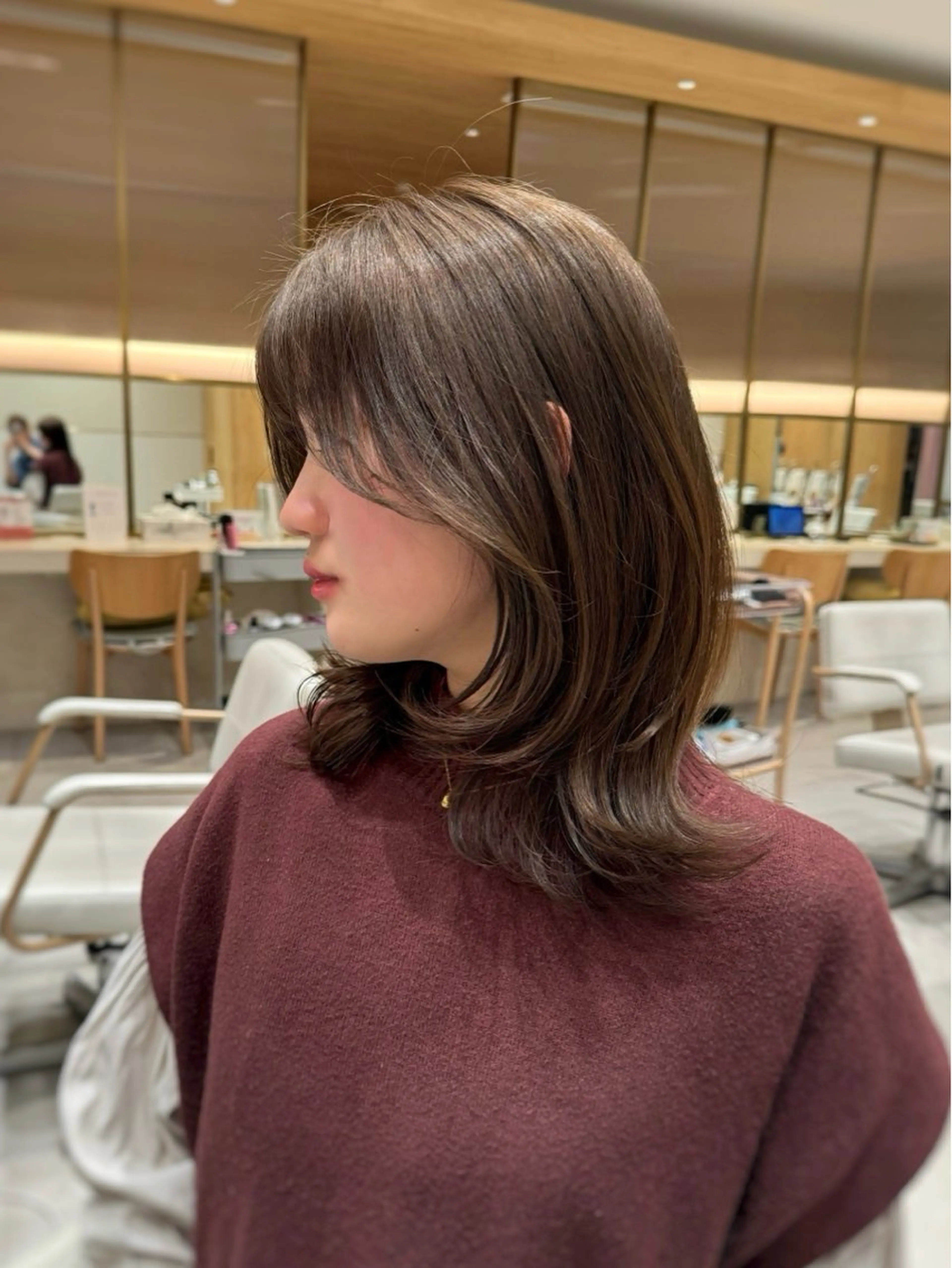 ミディアム カラー パーマ ヘアアレンジ ボブレイヤー ボブ レイヤーカット 小野寺瑞希 /最小顔カットのヘアスタイル