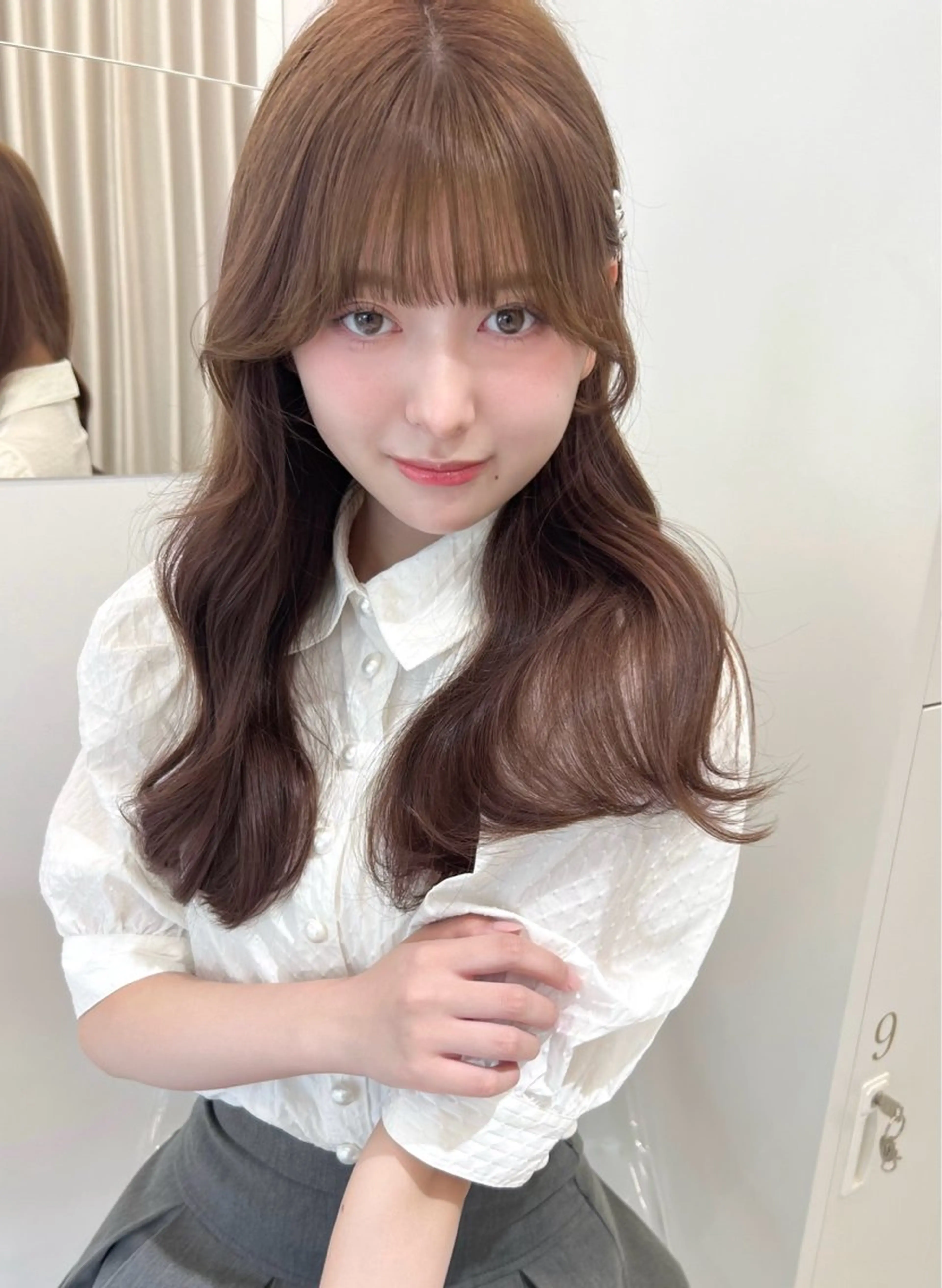 セミロング カラー ベージュカラー ラベンダーカラー ラベンダーベージュ 顔周りカット ヘアカラー 盛れる顔周り×ピンク Risa🎀のヘアスタイル