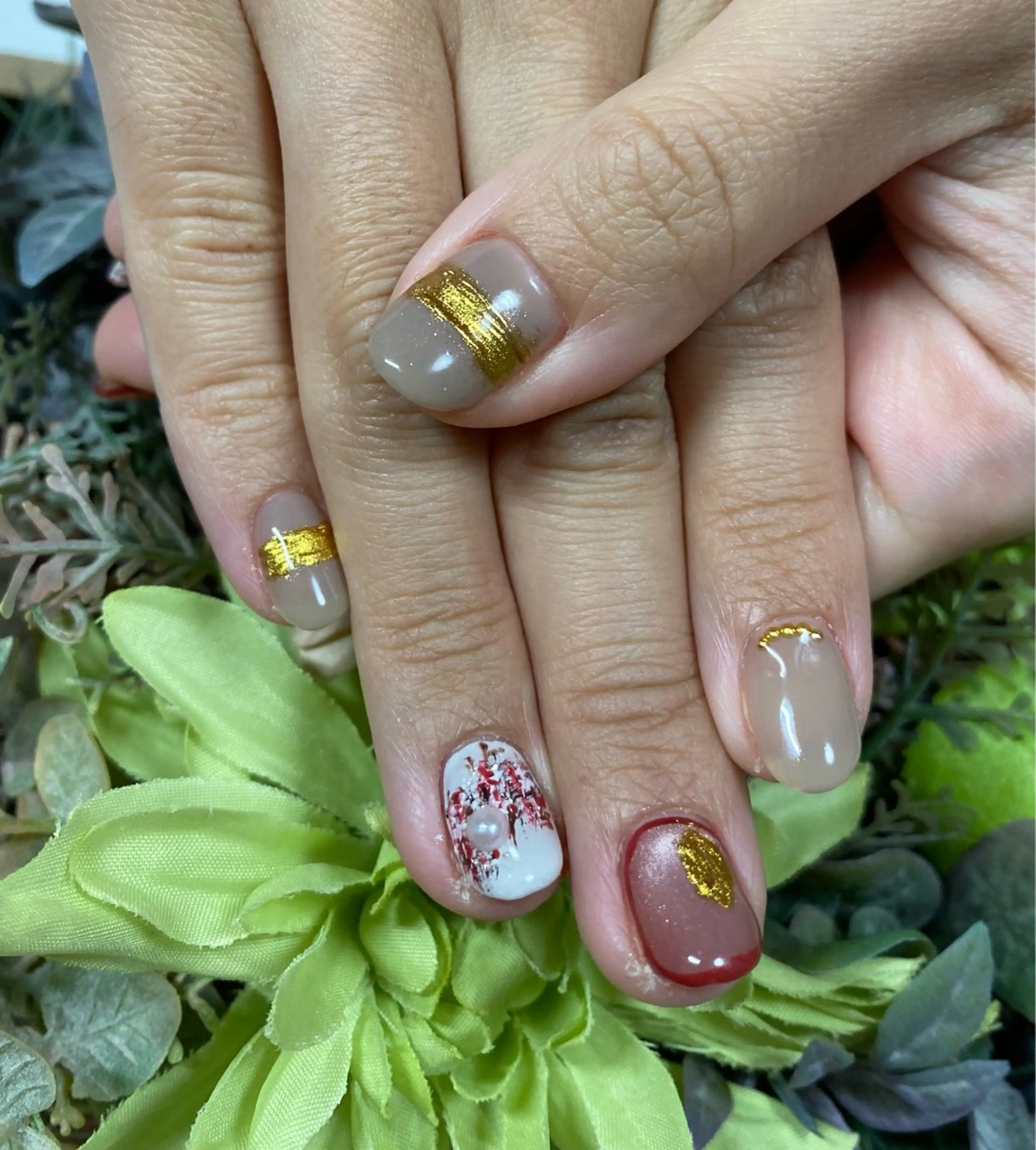 ネイル ゴールド ツイードネイル Glanz  Nail aのネイルデザイン