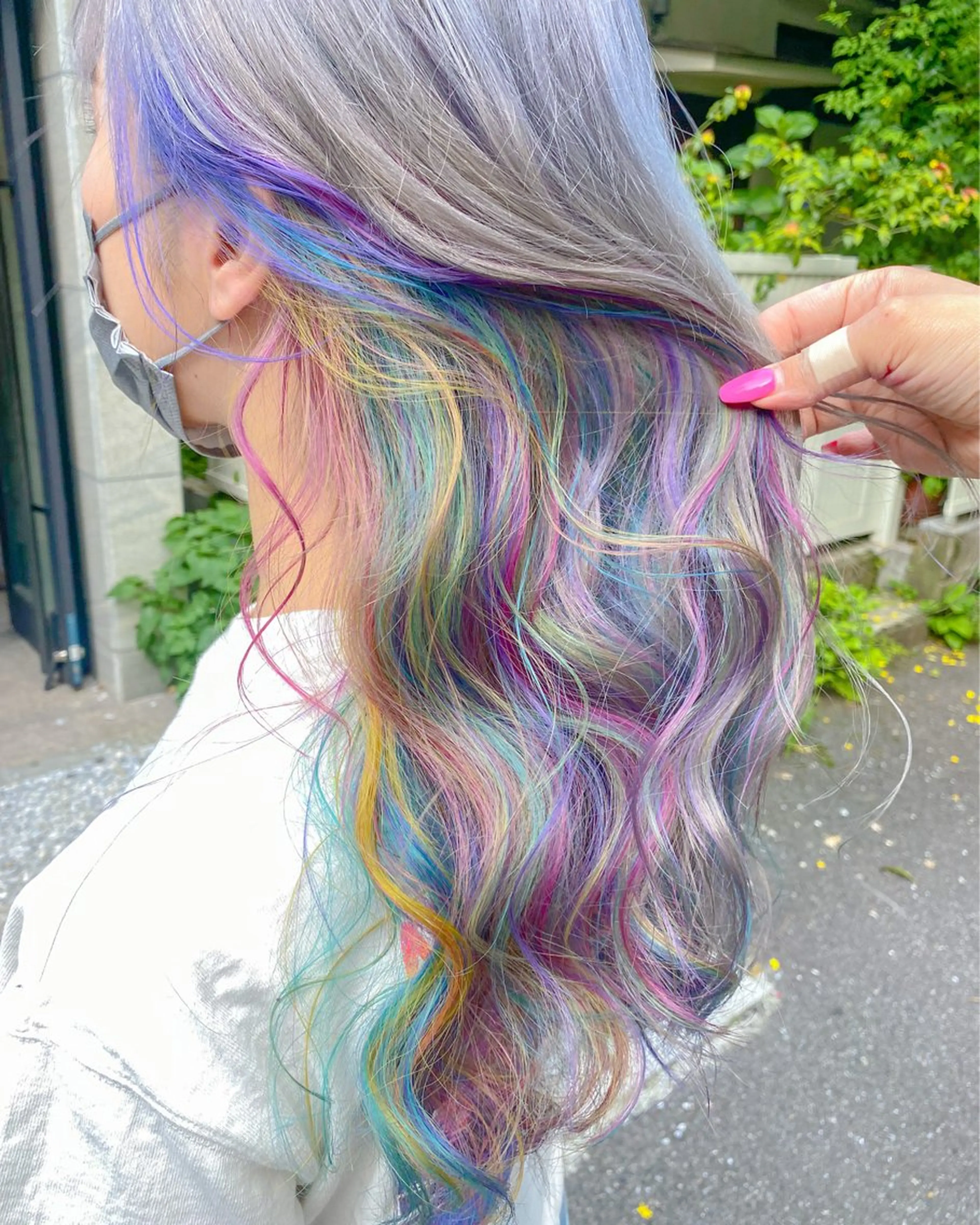 ロング カラー ミストバング ベージュカラー 抜きっぱなしブロンド ブロンド ブルーカラー ヘアカラー Chérie所属・Chérie 渋谷/カラーサロンのヘアスタイル