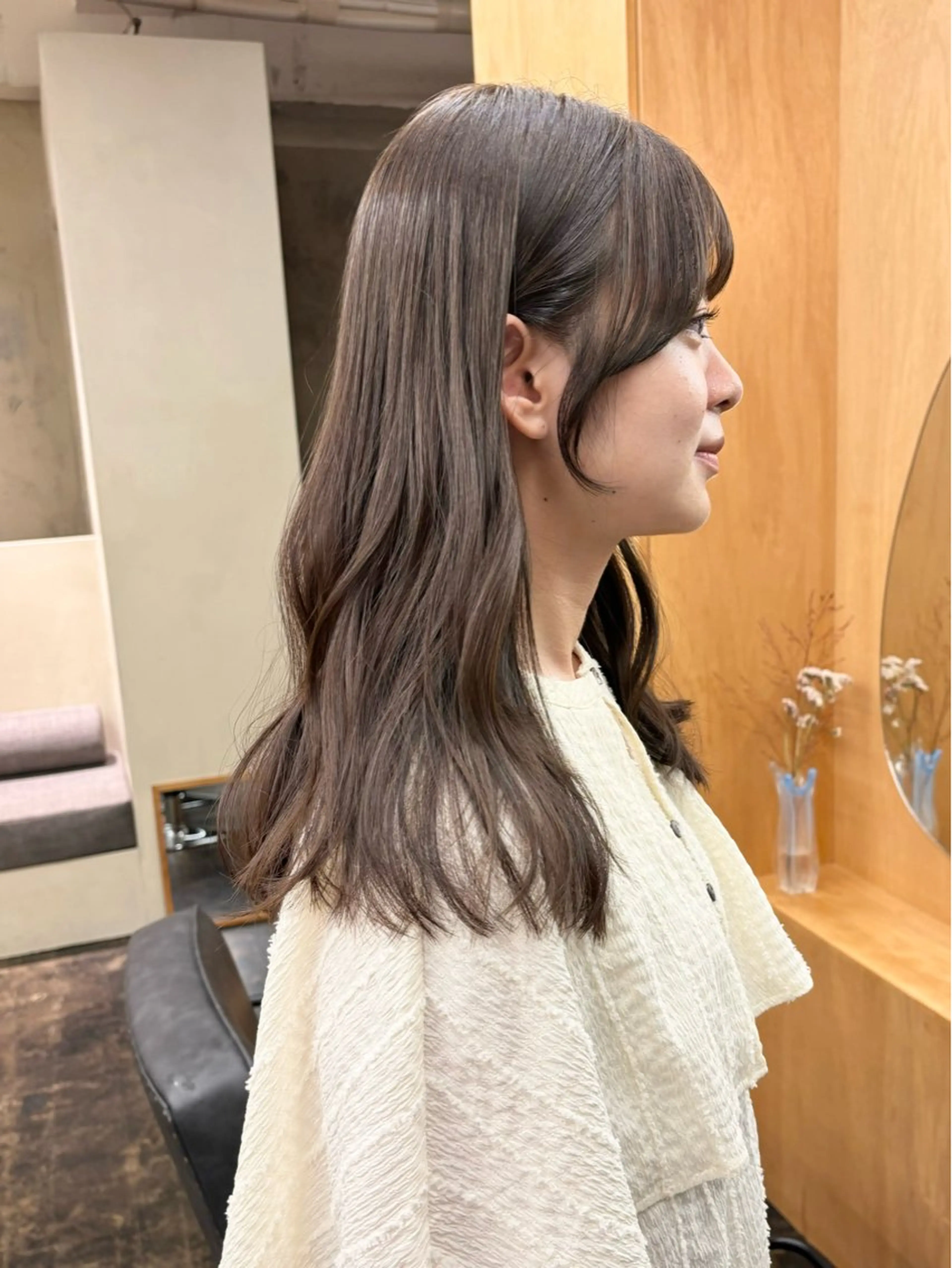 セミロング カラー ベージュカラー オリーブベージュ 顔周りカット カット ヘアカラー 武田美空🐇 ボブ/暖色カラー🌷のヘアスタイル