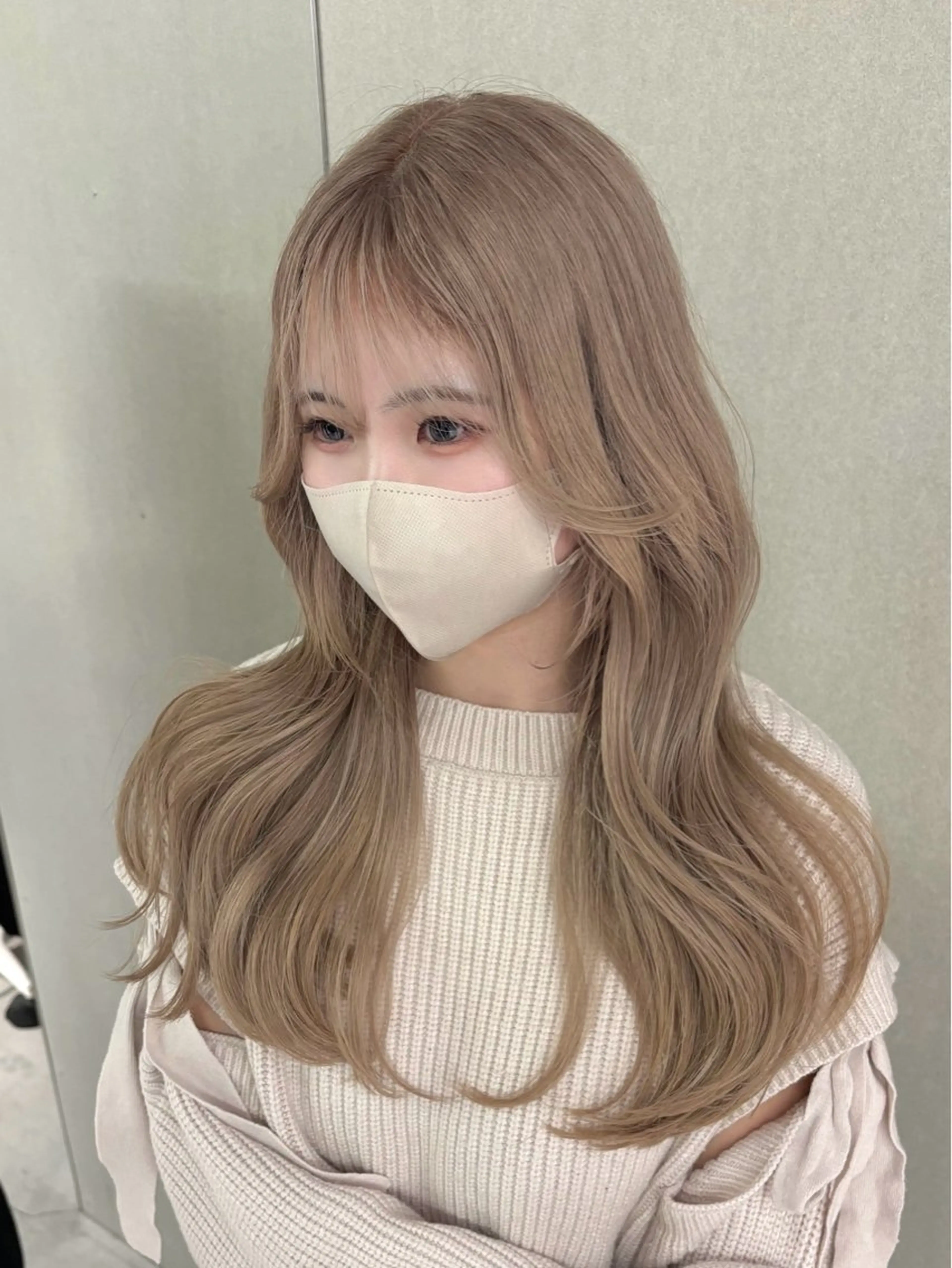 ロング カラー ベージュカラー ミルクティーベージュ ヘアカラー 名古屋駅/韓国カラー /RYOUICHI/のヘアスタイル