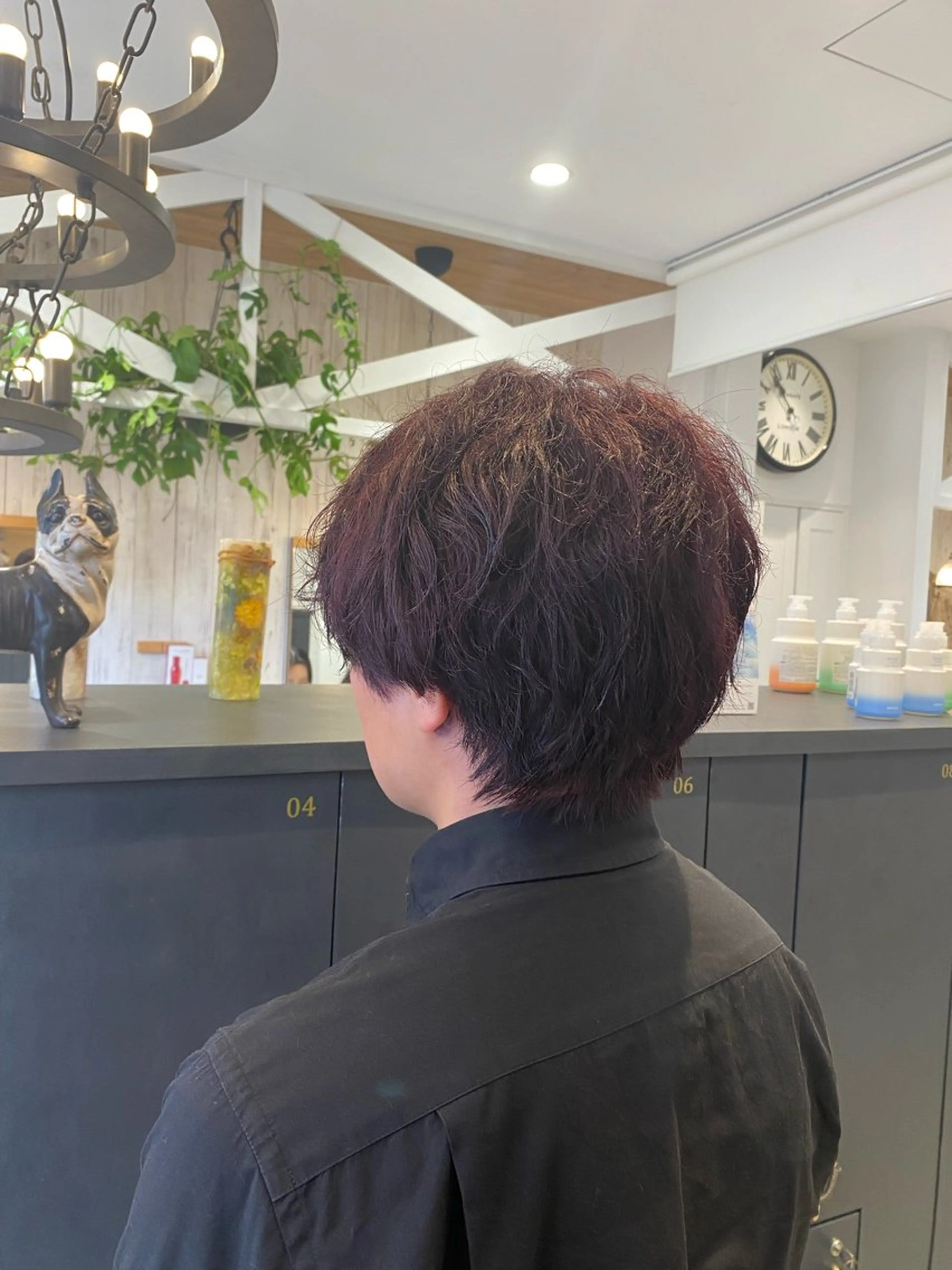 ミディアム カラー メンズ ボルドーカラー ヘアカラー 柴田 枝利子のヘアスタイル