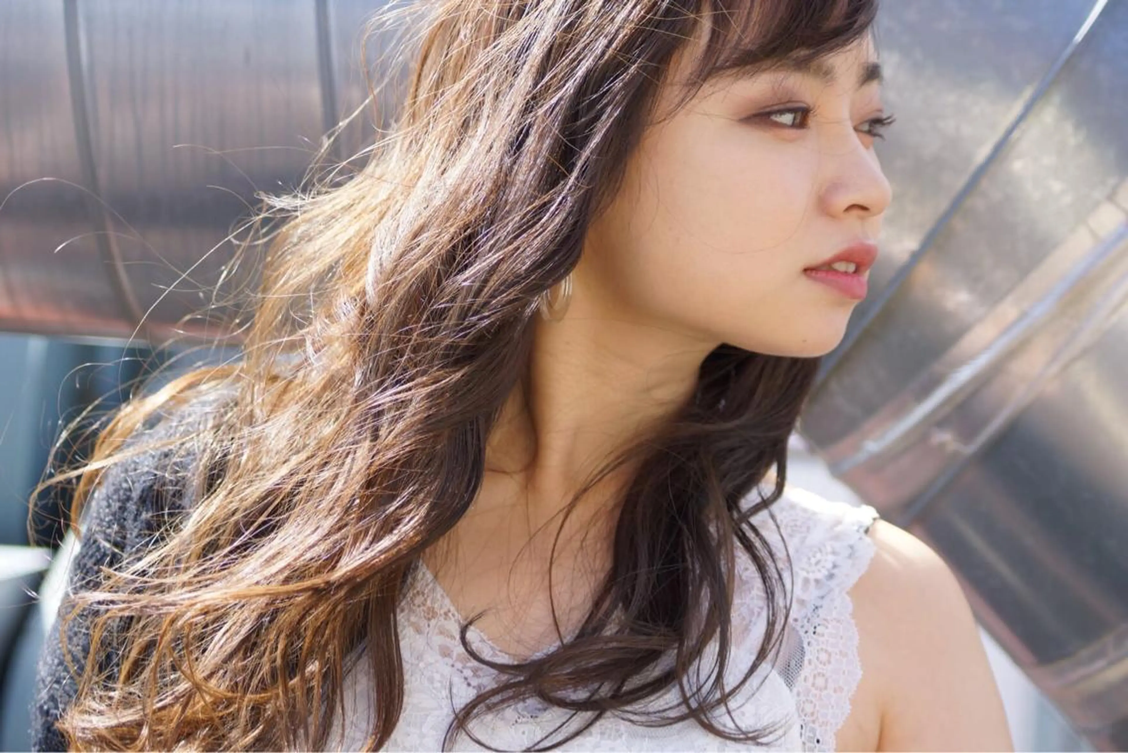 カラー ロング アッシュ アッシュブラウン バレイヤージュ ベージュカラー 黒髪 N° il duca 札幌のヘアスタイル