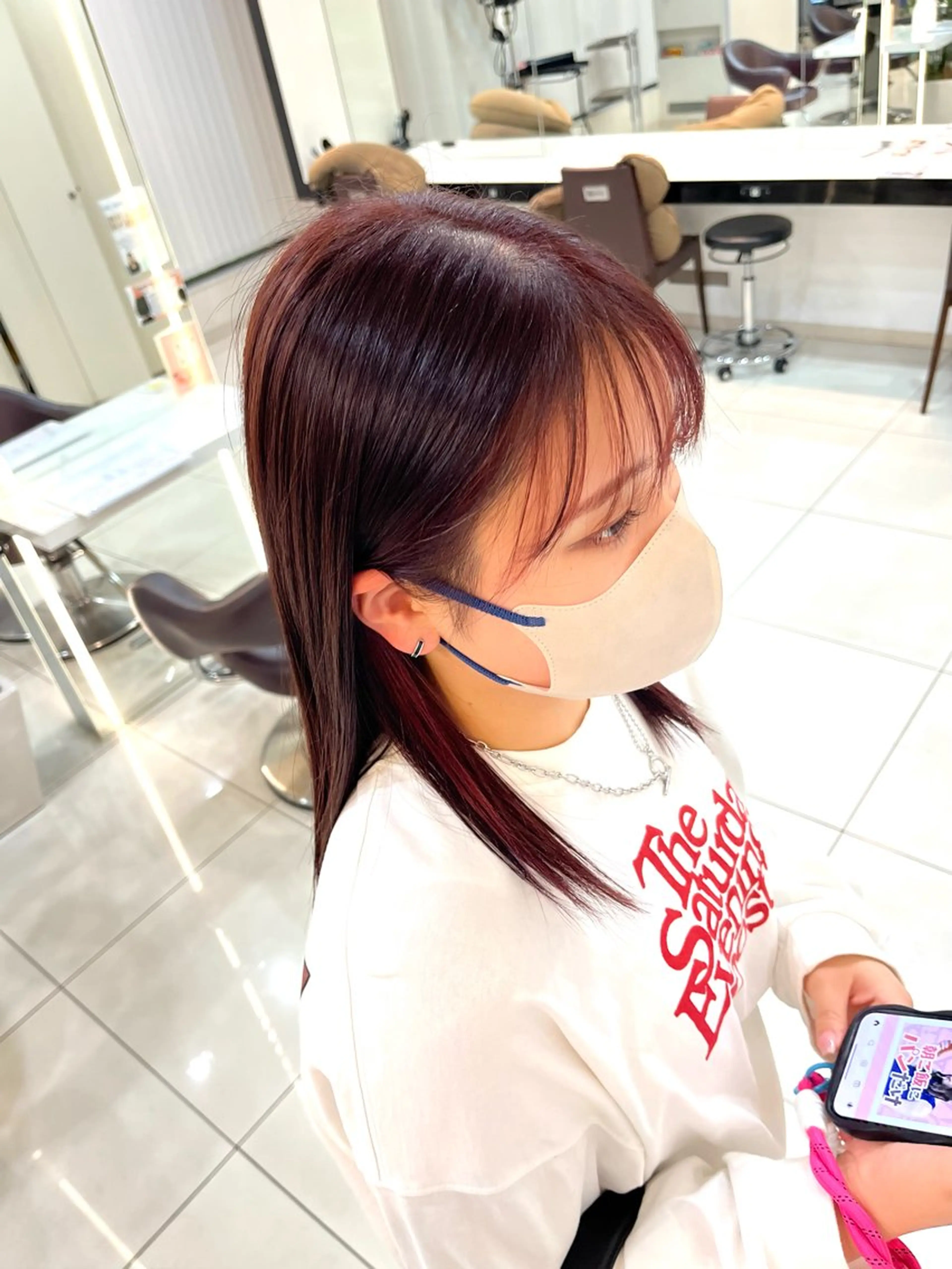 ロング カラー イヤリングカラー ロング カット/暖色カラー/ rikako🌻のヘアスタイル