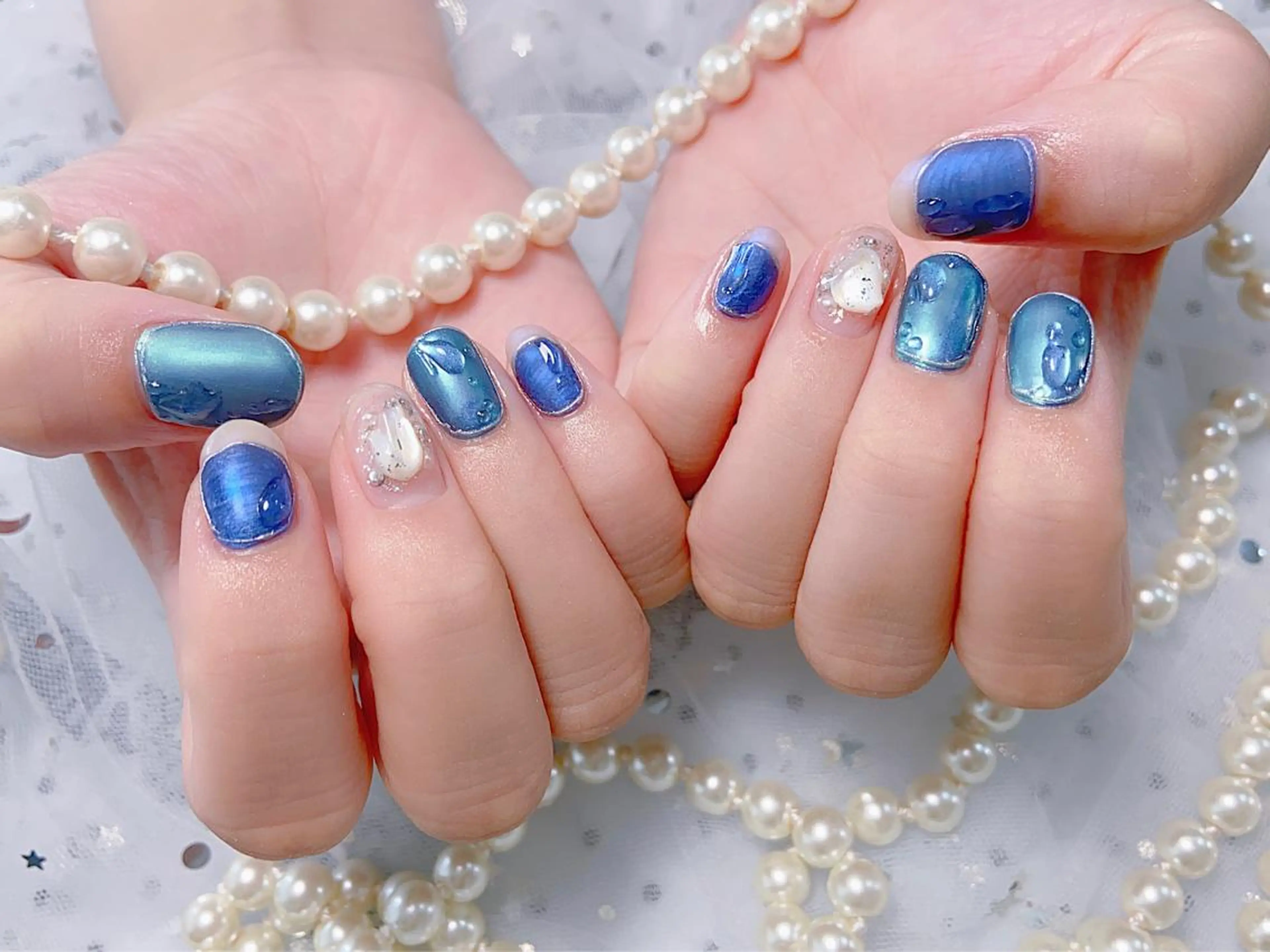 ネイル オーロラネイル チークネイル 長さ出し フレンチネイル ジェルネイル MUSES  NAIL  SALON所属・MUSES ネイルのネイルデザイン