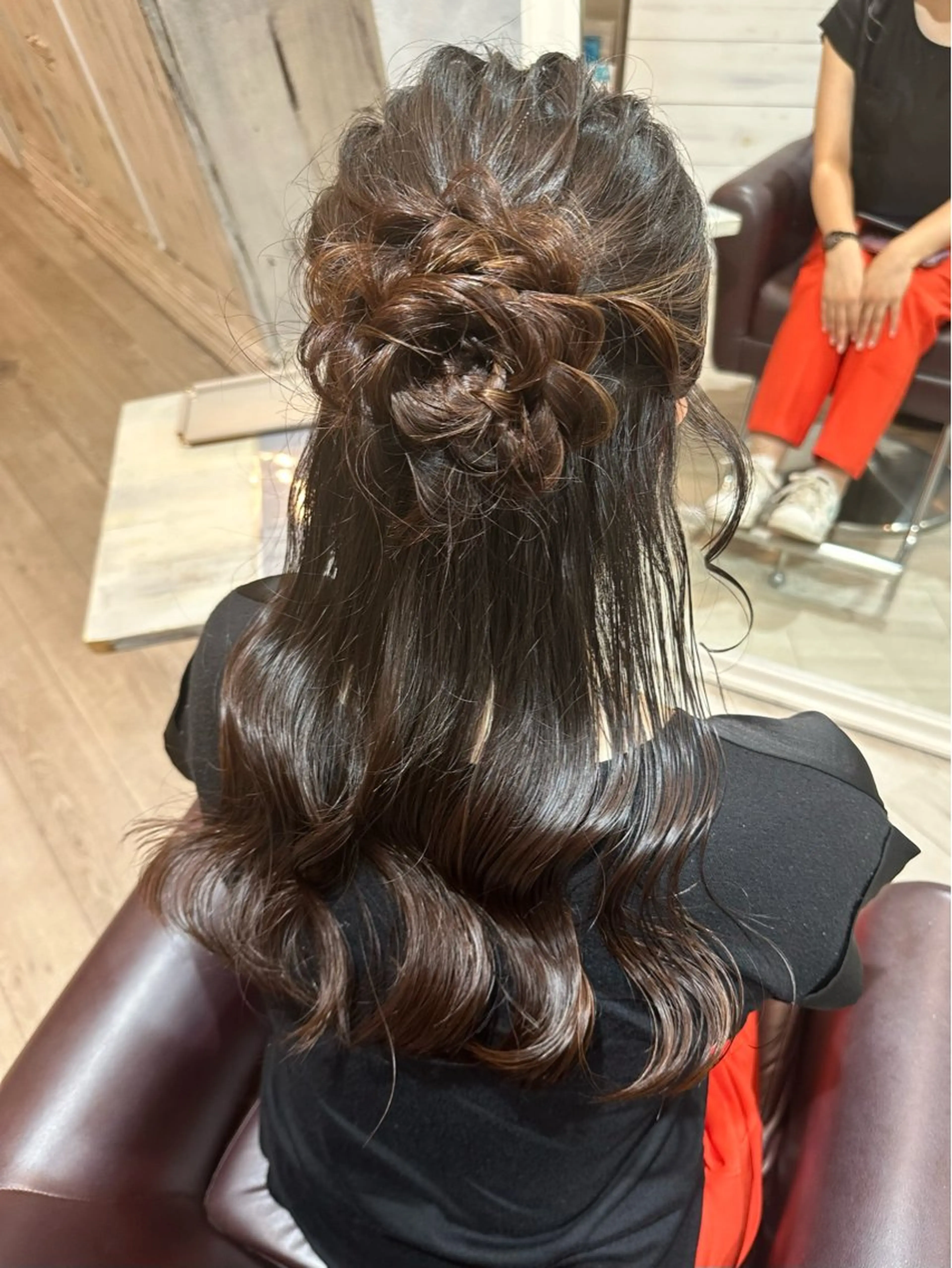 ロング ヘアアレンジ ハーフアップ 結婚式・ブライダル トリートメント tiravento 南船場店所属・nana 韓国スタイル🇰🇷のマツエク・マツパデザイン