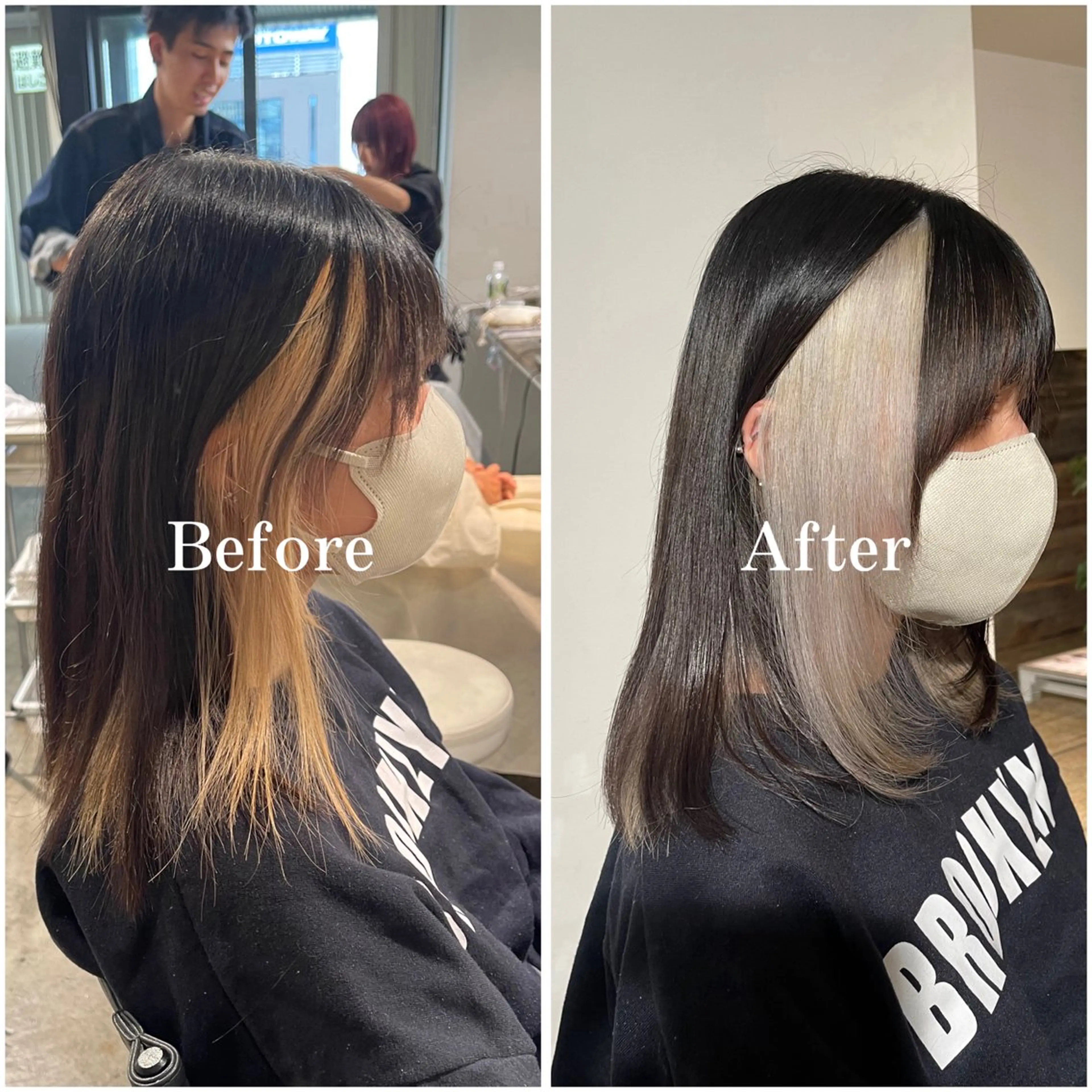 セミロング カラー ブリーチ デザインカラー ハイトーンカラー ヘアカラー ムラ修正/ ハイトーン💖Riaのヘアスタイル