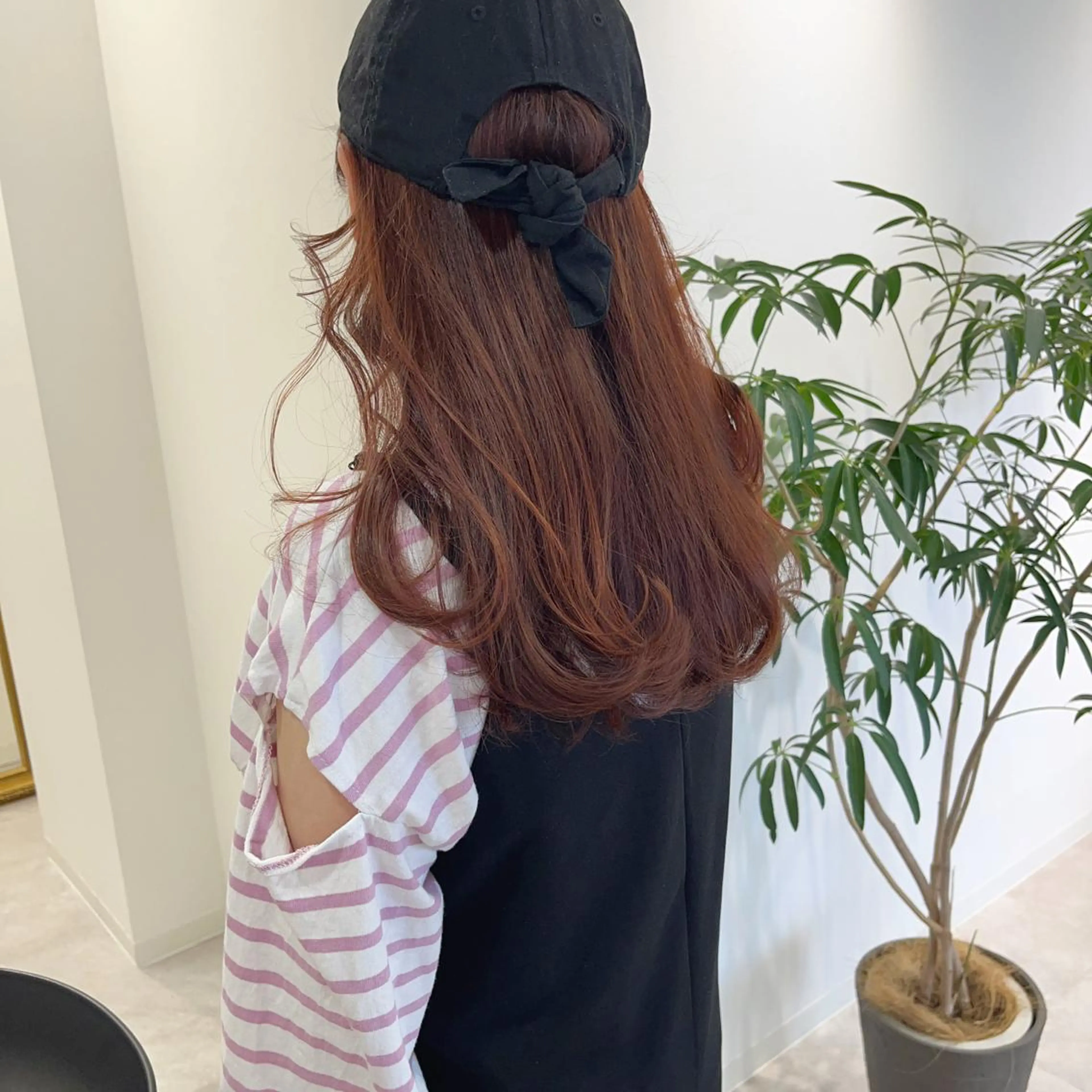 セミロング カラー オレンジ オレンジピンク ピンクカラー ♡manami ♡のヘアスタイル