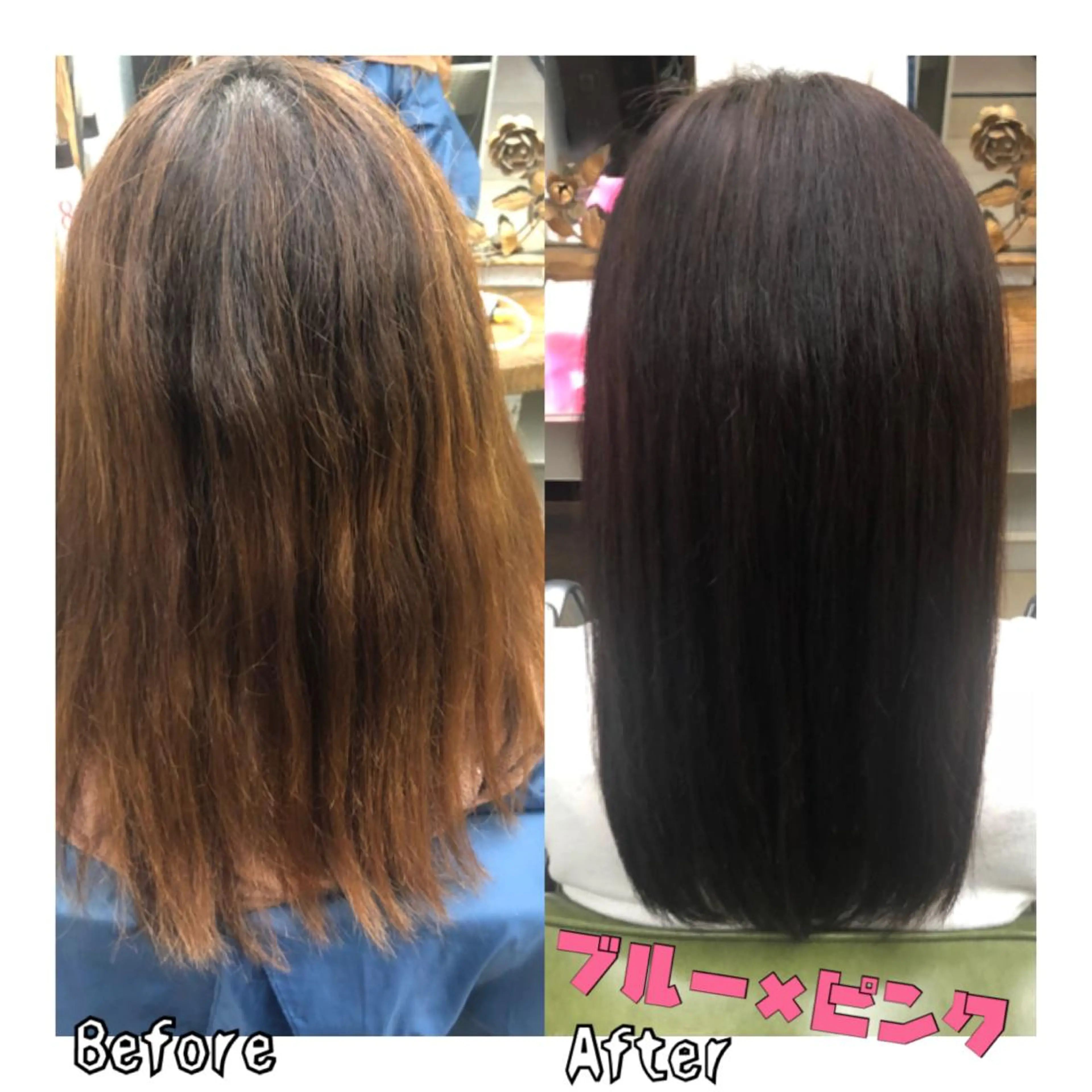 ロング カラー ブリーチ ブルーカラー ピンクカラー オブヘアー宮崎台店所属・み ゆきのマツエク・マツパデザイン