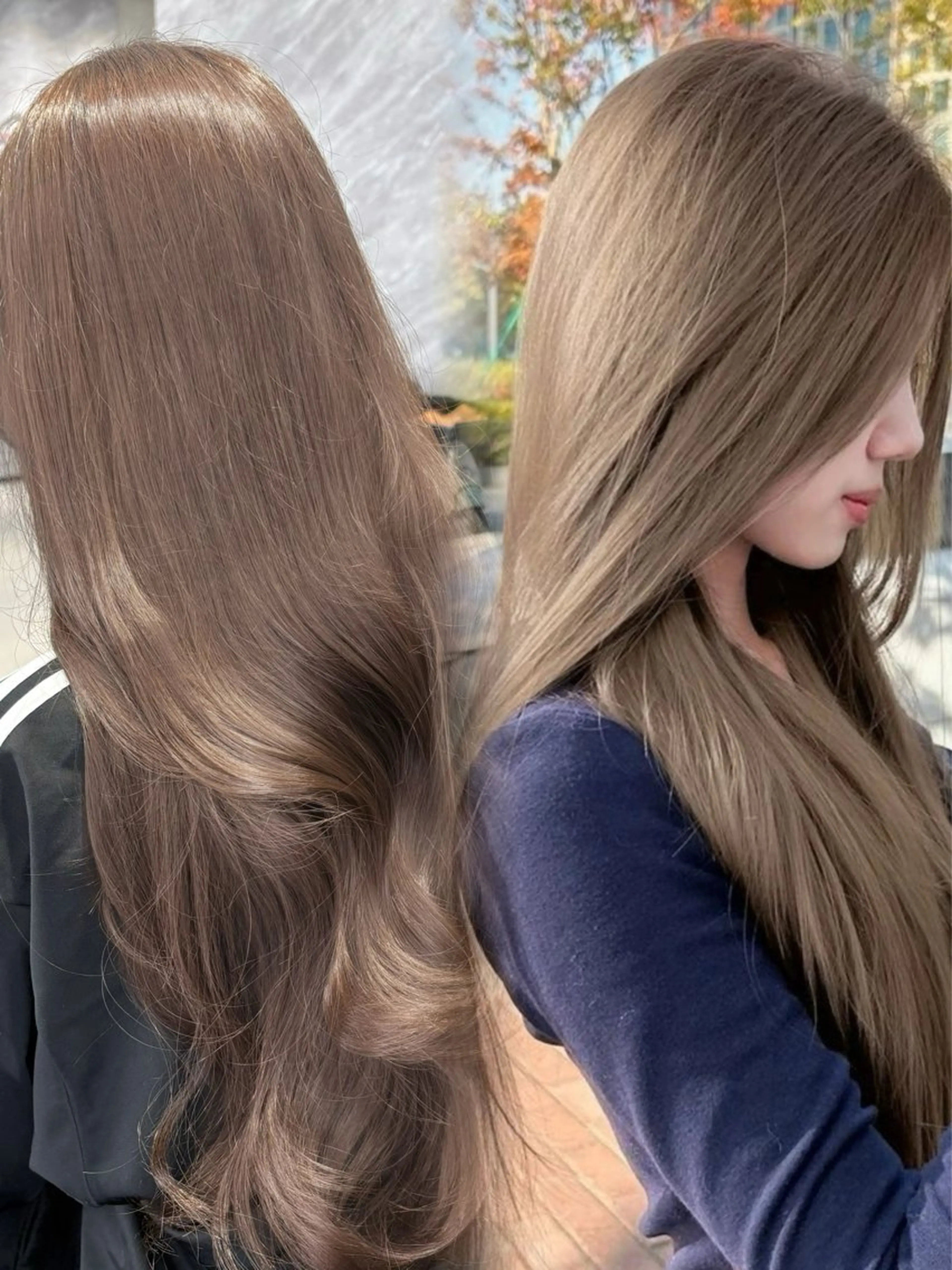 ロング カラー ブリーチ ブリーチなしカラー カット ヘアカラー 心斎橋/レイヤー ベージュ／白川のヘアスタイル