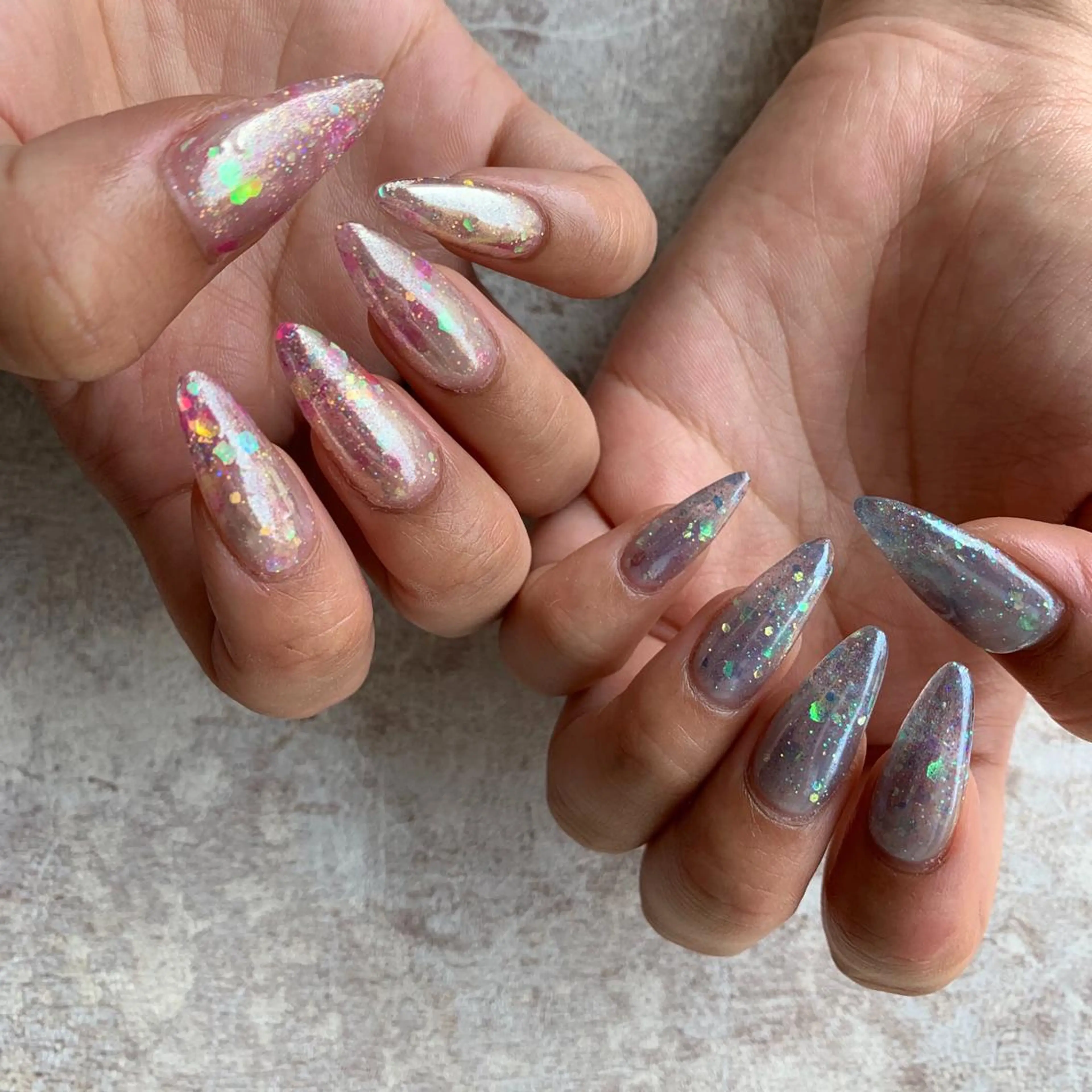 ネイル キラキラネイル ミラーネイル スカルプネイル ハンドネイル crestnail所属・小林 束紗のネイルデザイン