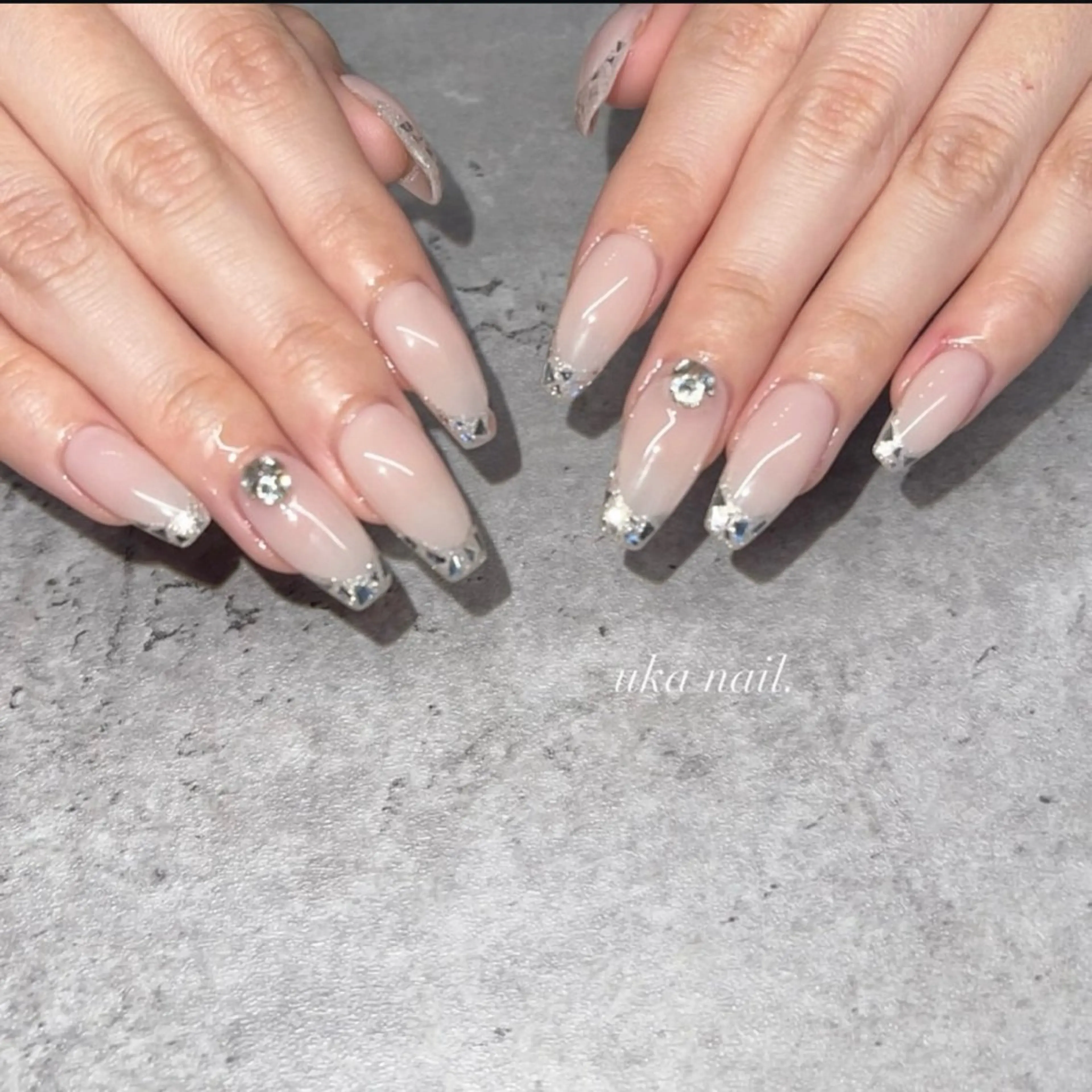 ネイル フレンチネイル ガラスフレンチ ハンドネイル uka nailのネイルデザイン