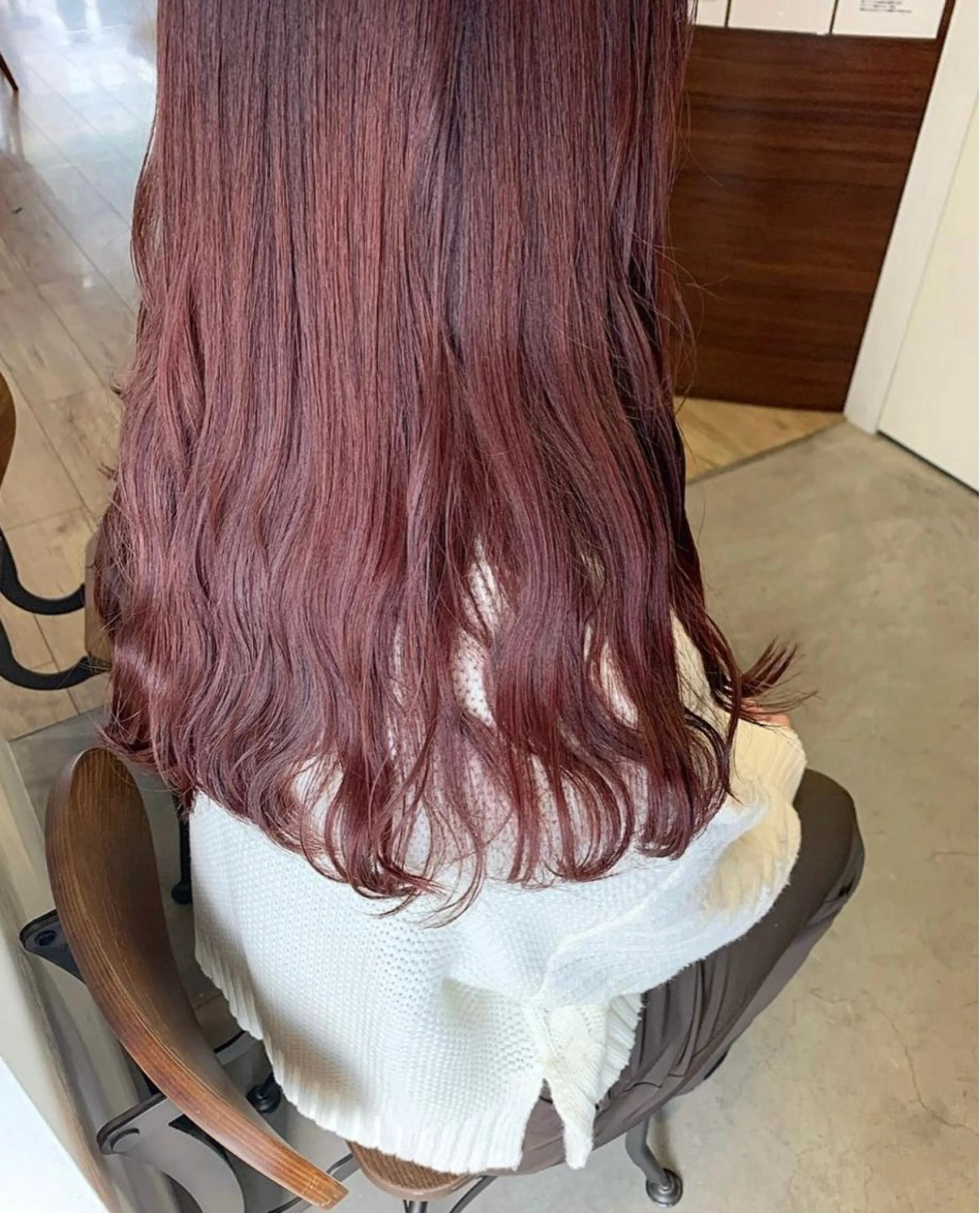 ロング カラー ダブルカラー イルミナカラー レッドカラー ヘアカラー トリートメント 暖色/まろベージュ/ シカタユウカのヘアスタイル