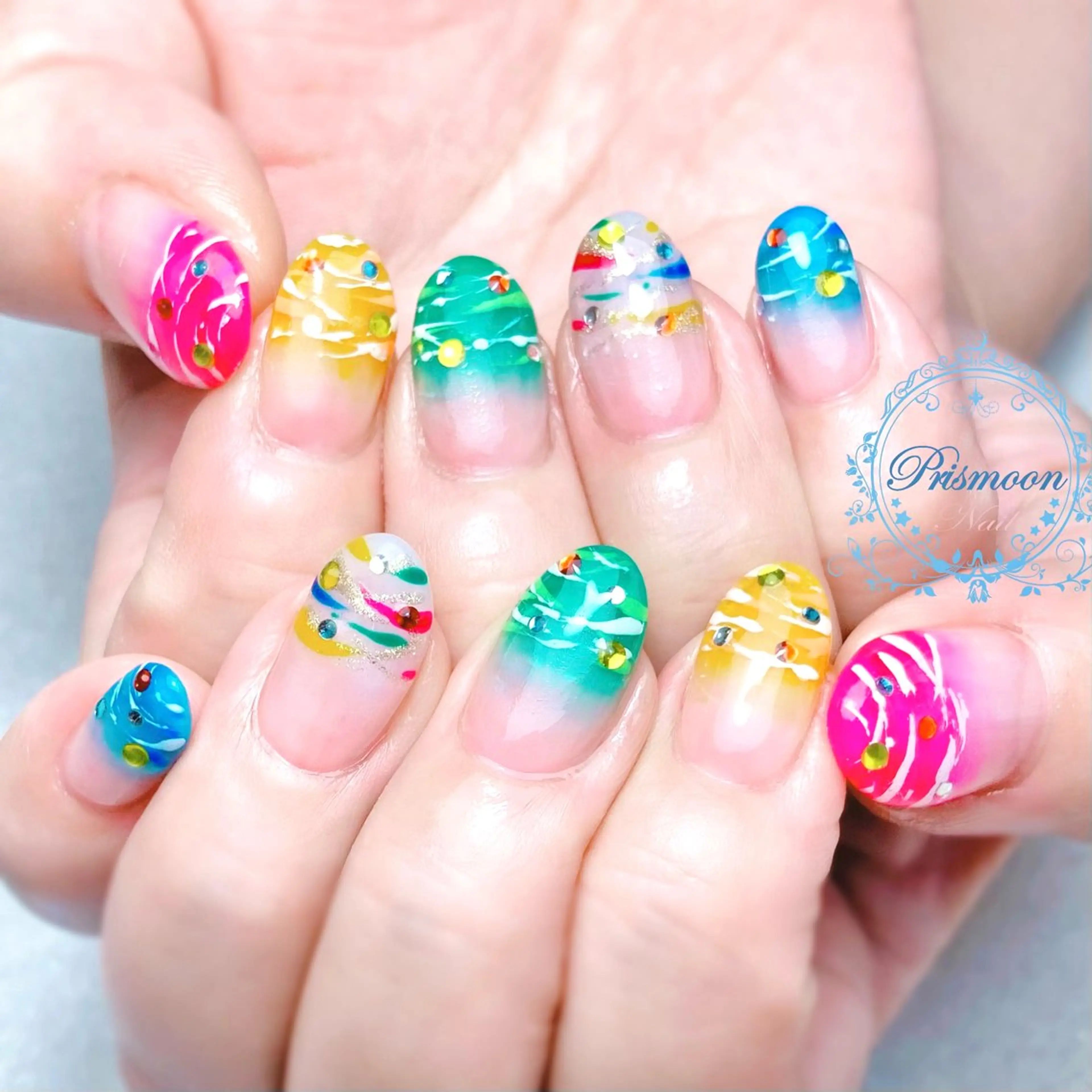 ネイル アートネイル 持ち込み 夏ネイル ヨーヨーネイル Prismoon  Nail所属・Prismoon Nailのネイルデザイン