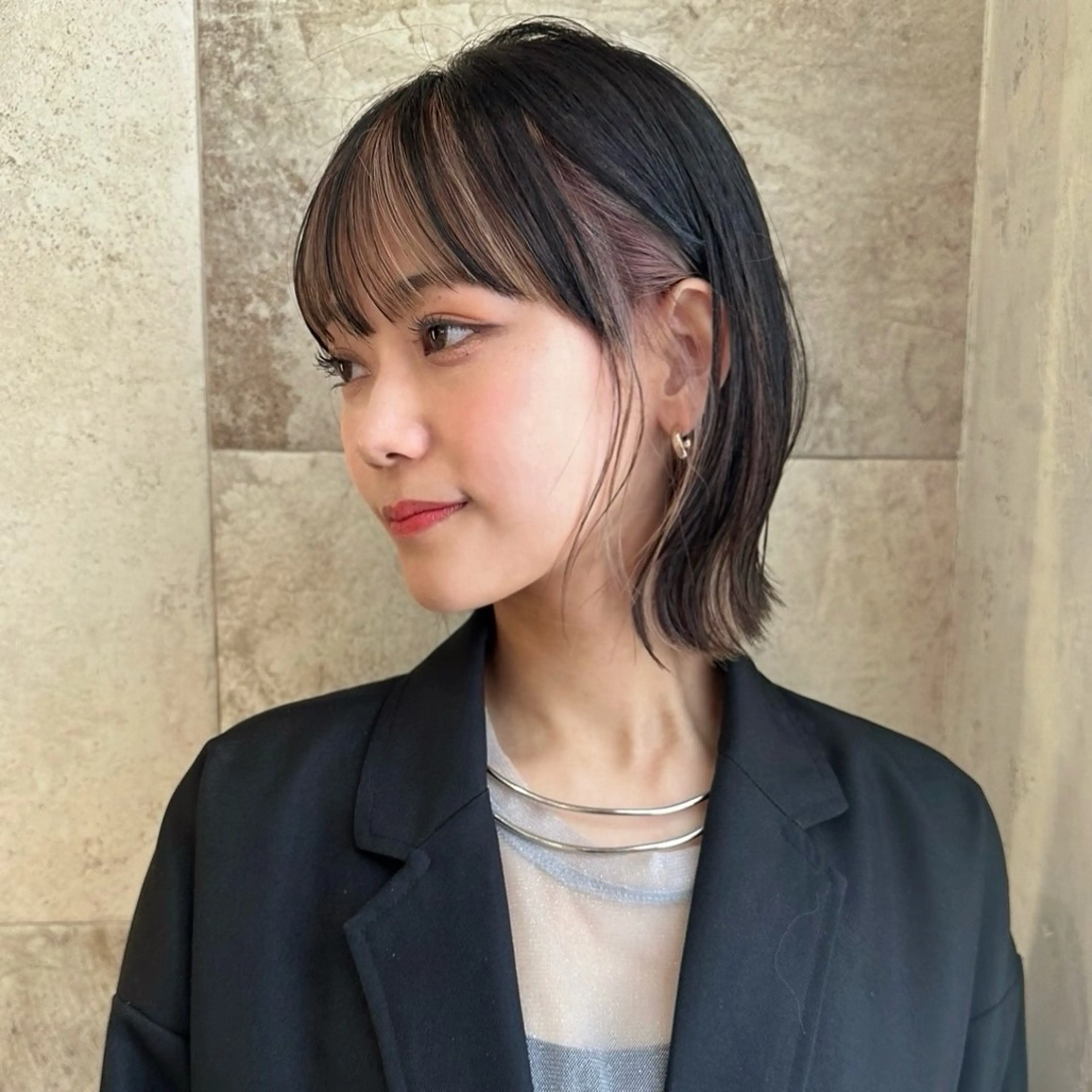 ミディアム カット 艶カラー/ボブ /似合わせ/田口愛那のヘアスタイル