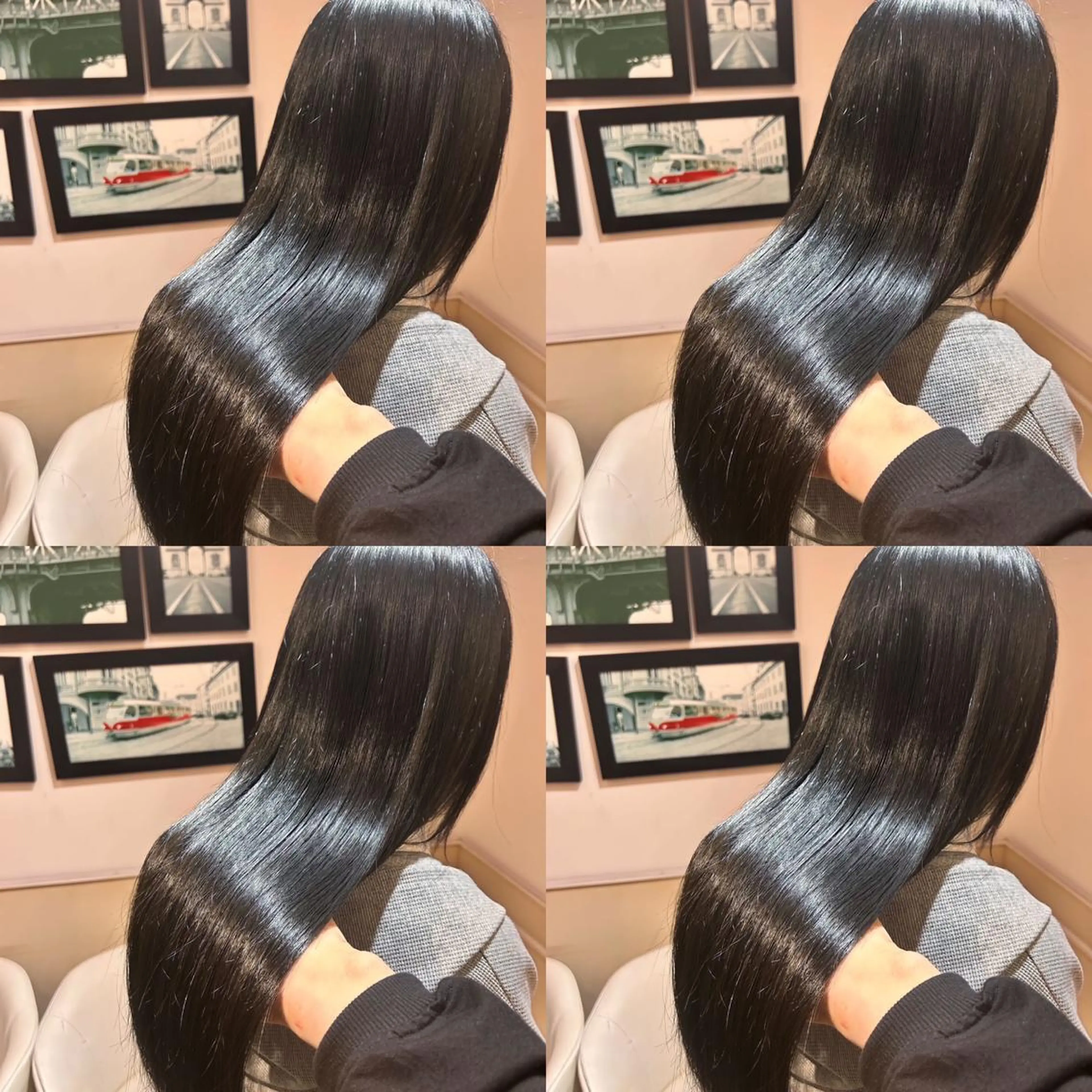 ロング カラー 黒髪 ブルーカラー ブルーブラック 髪質改善 韓国レイヤー ×髪質改善✨純大のヘアスタイル